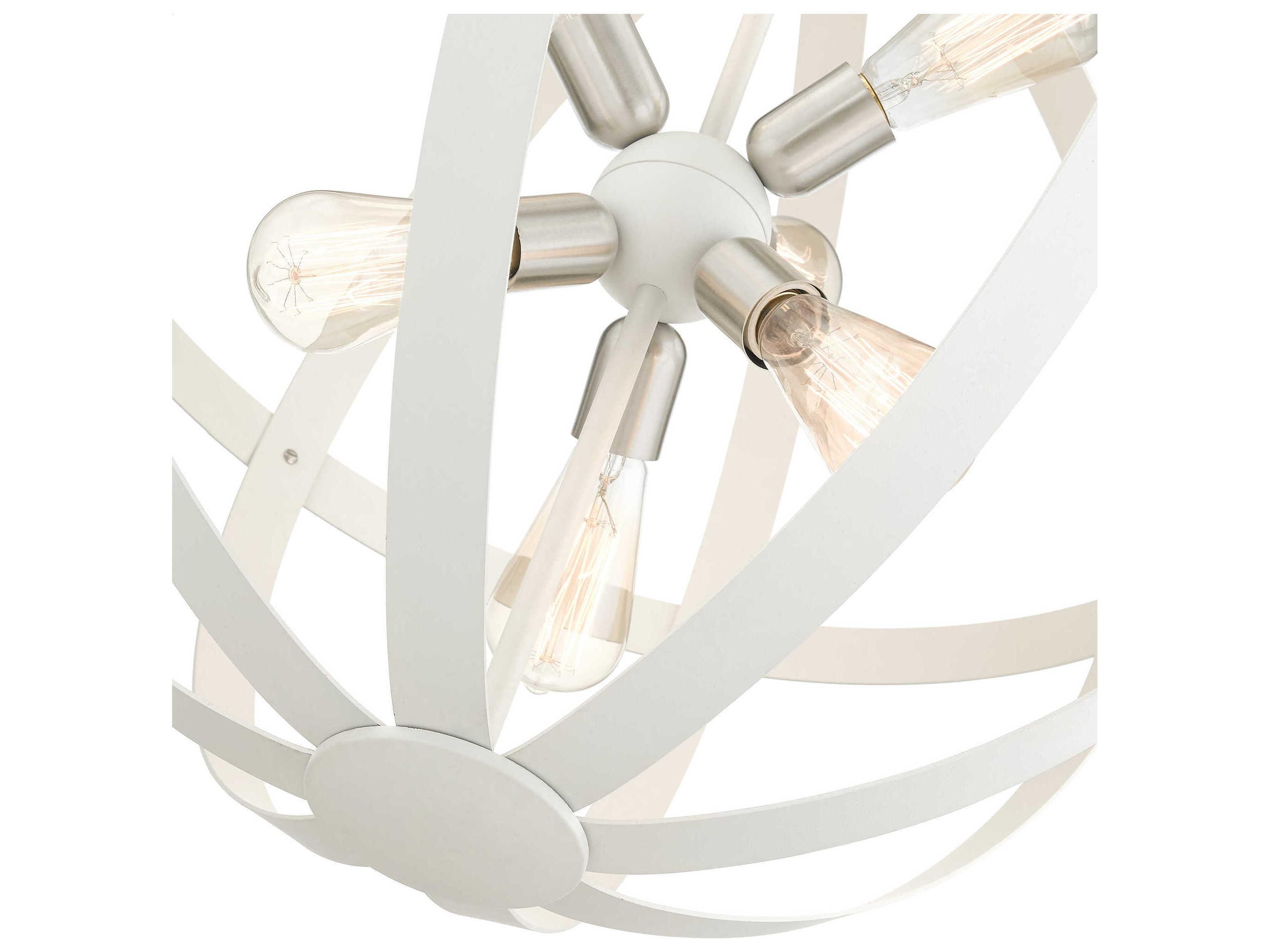 Livex Lighting Stoneridge 6-Light Textured White Brushed Nickel Globe Pendant