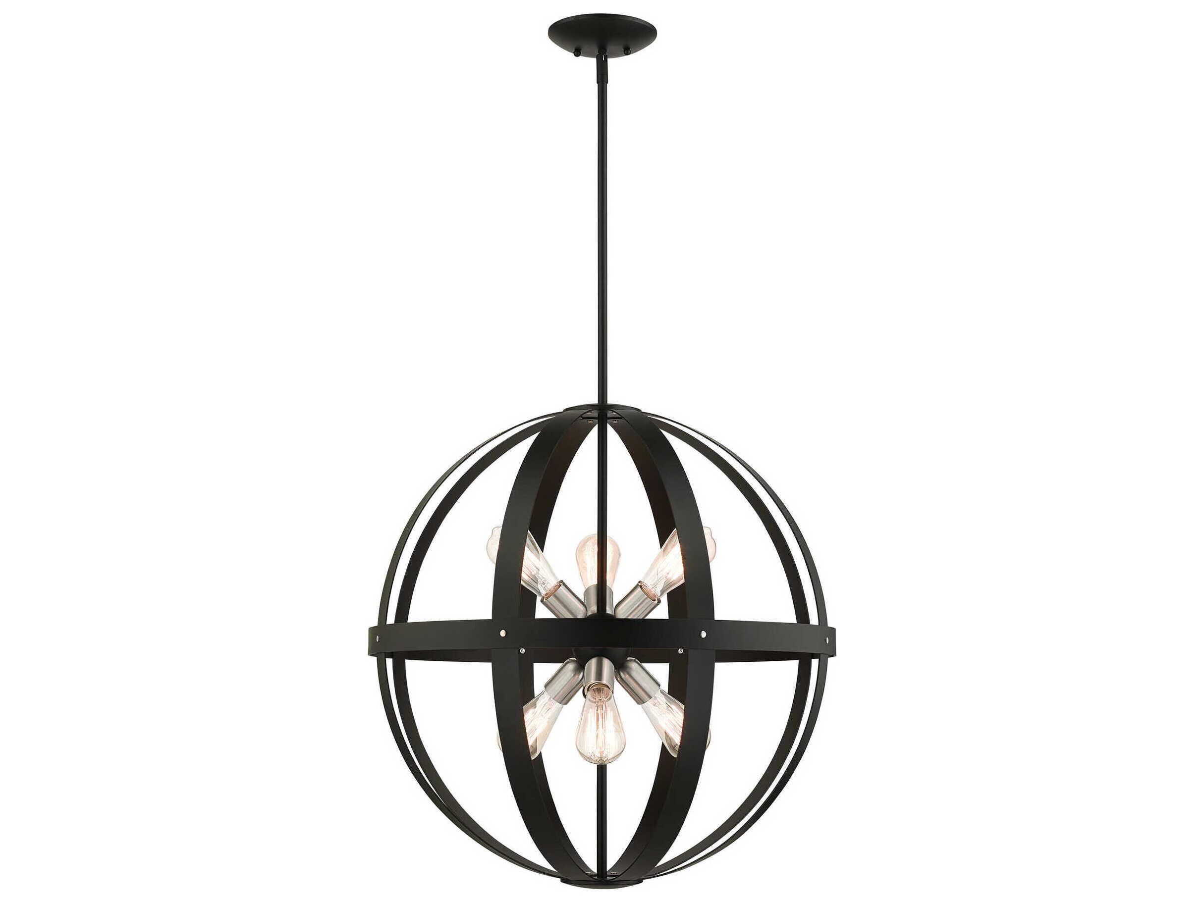 Livex Lighting Stoneridge 6-Light Textured Black Globe Pendant