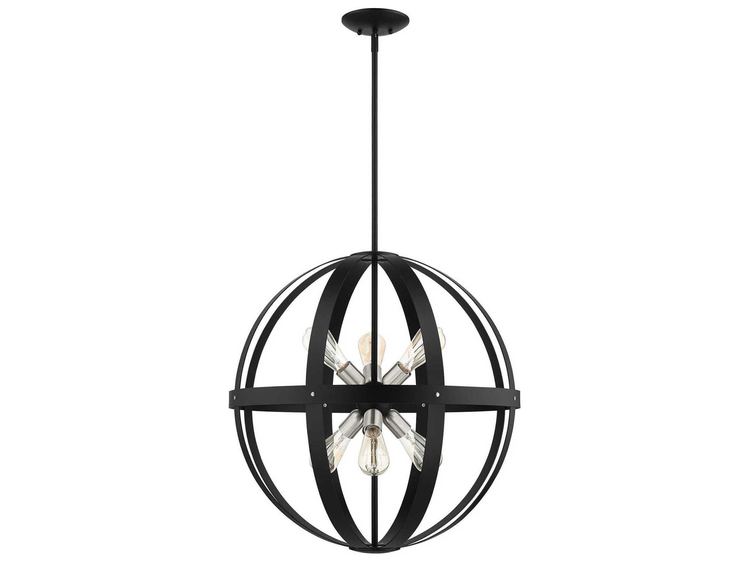 Livex Lighting Stoneridge 6-Light Textured Black Globe Pendant