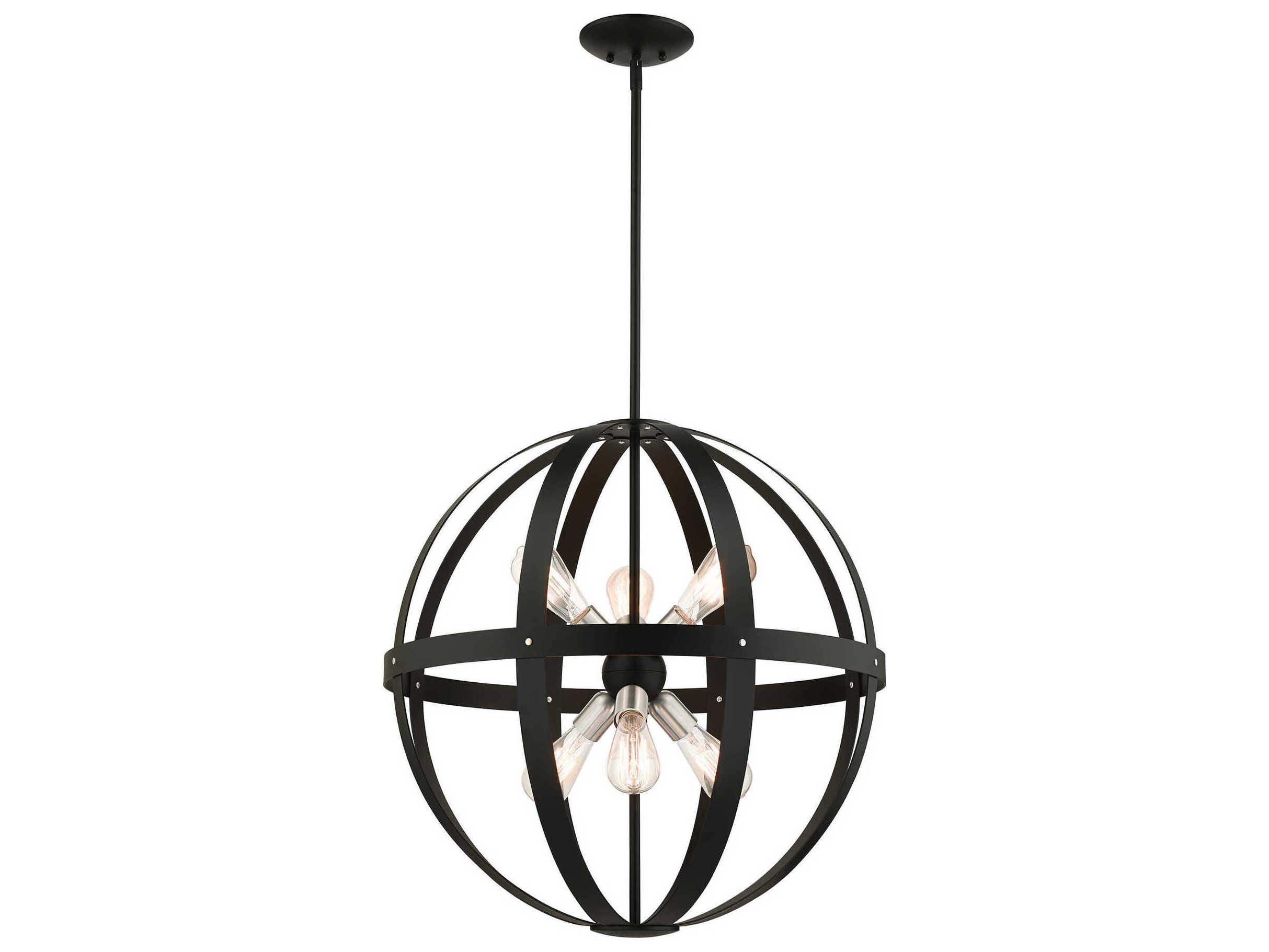 Livex Lighting Stoneridge 6-Light Textured Black Globe Pendant