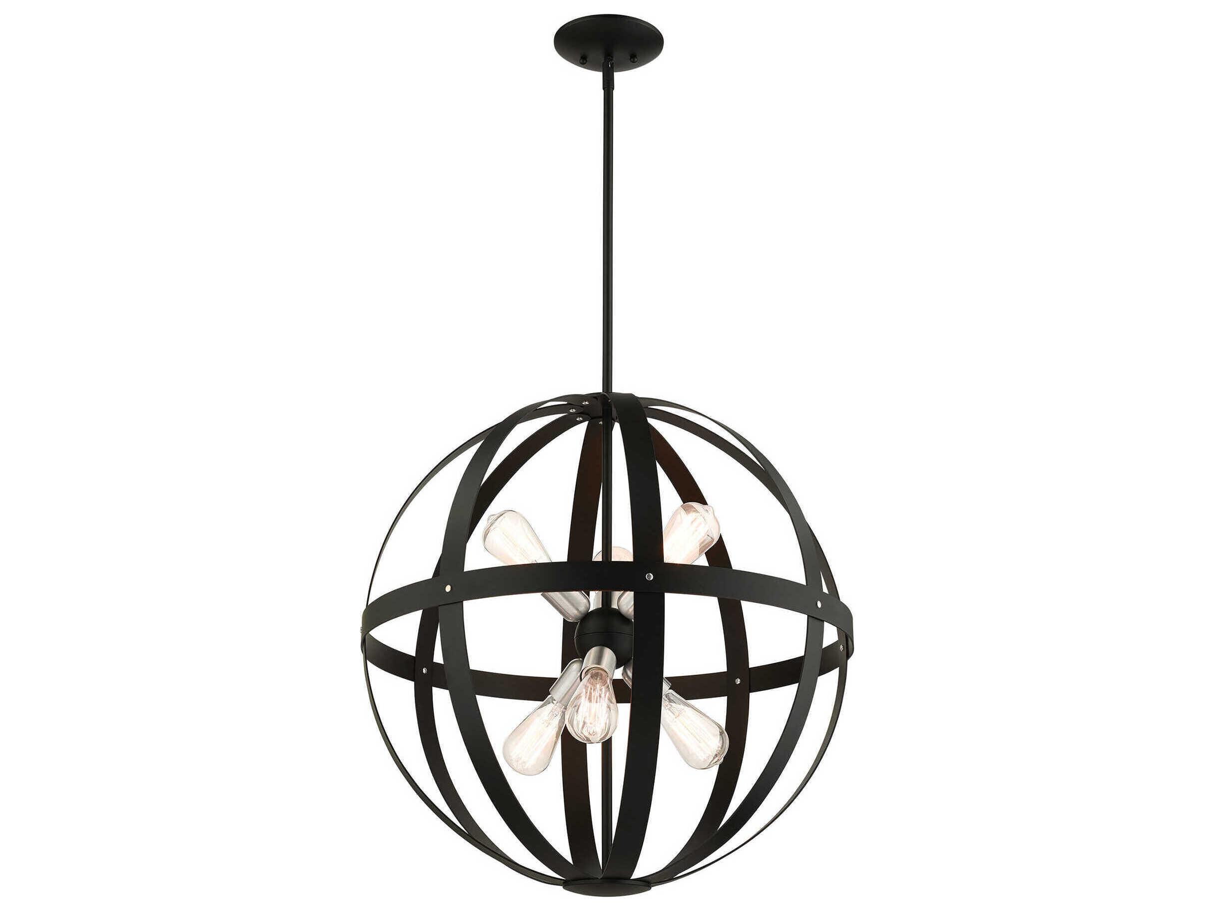 Livex Lighting Stoneridge 6-Light Textured Black Globe Pendant
