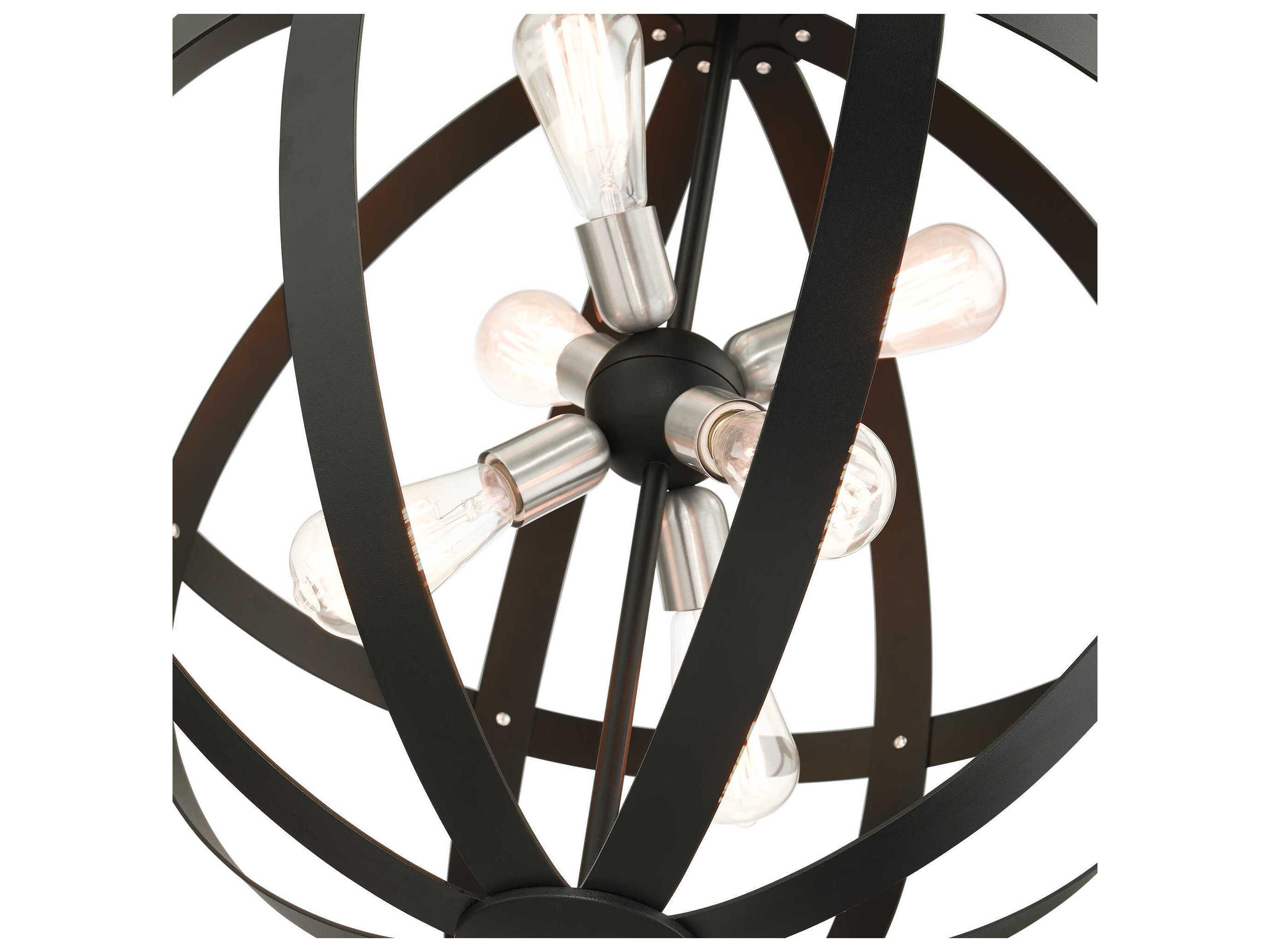 Livex Lighting Stoneridge 6-Light Textured Black Globe Pendant