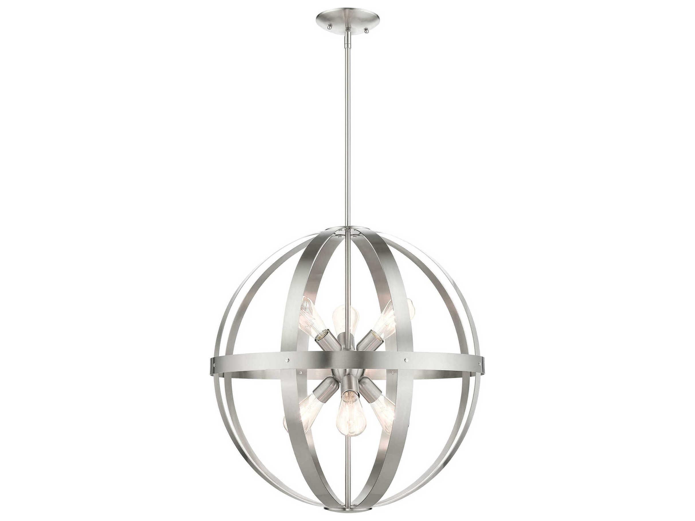 Livex Lighting Stoneridge 6-Light Brushed Nickel Globe Pendant