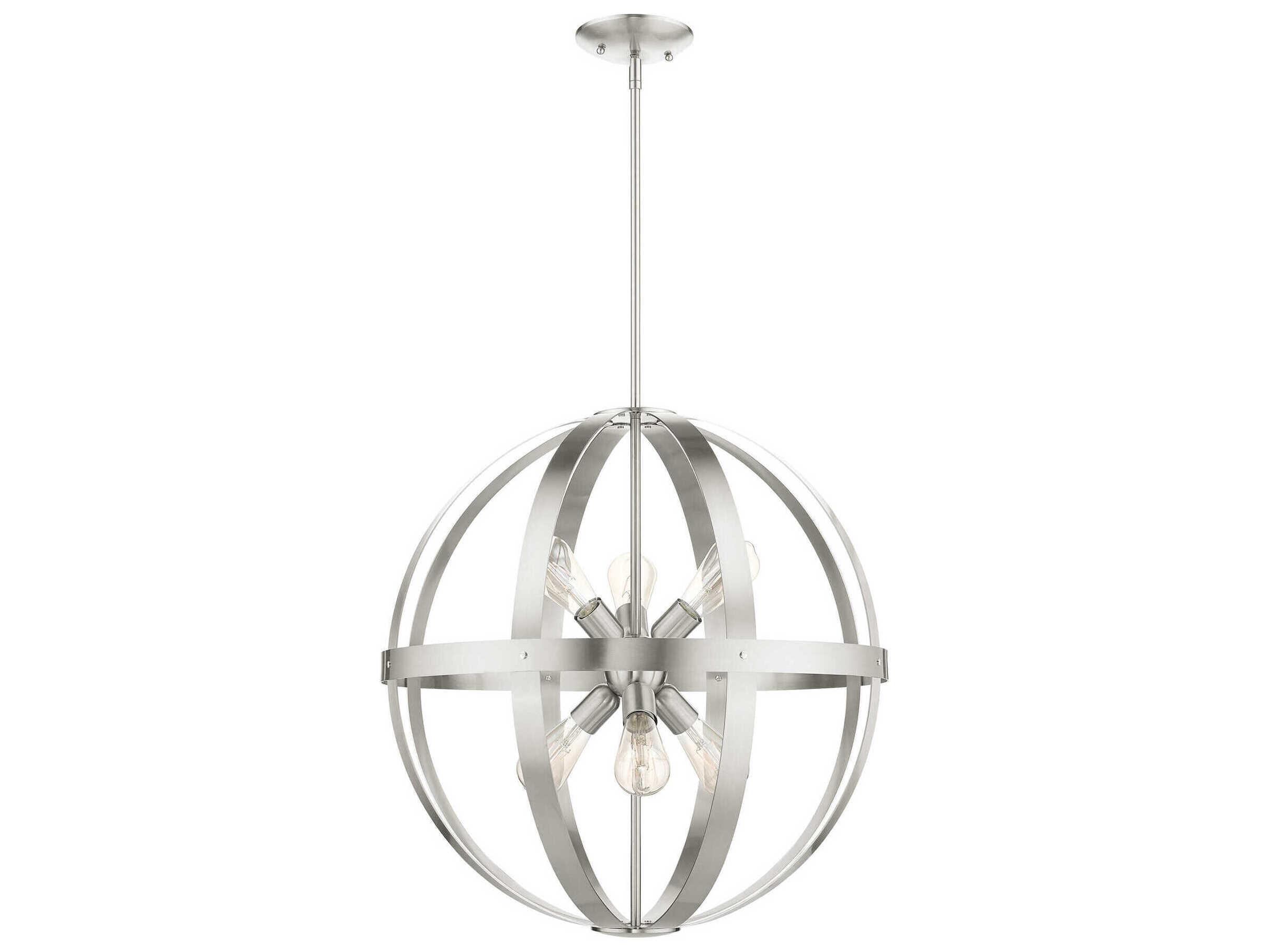 Livex Lighting Stoneridge 6-Light Brushed Nickel Globe Pendant