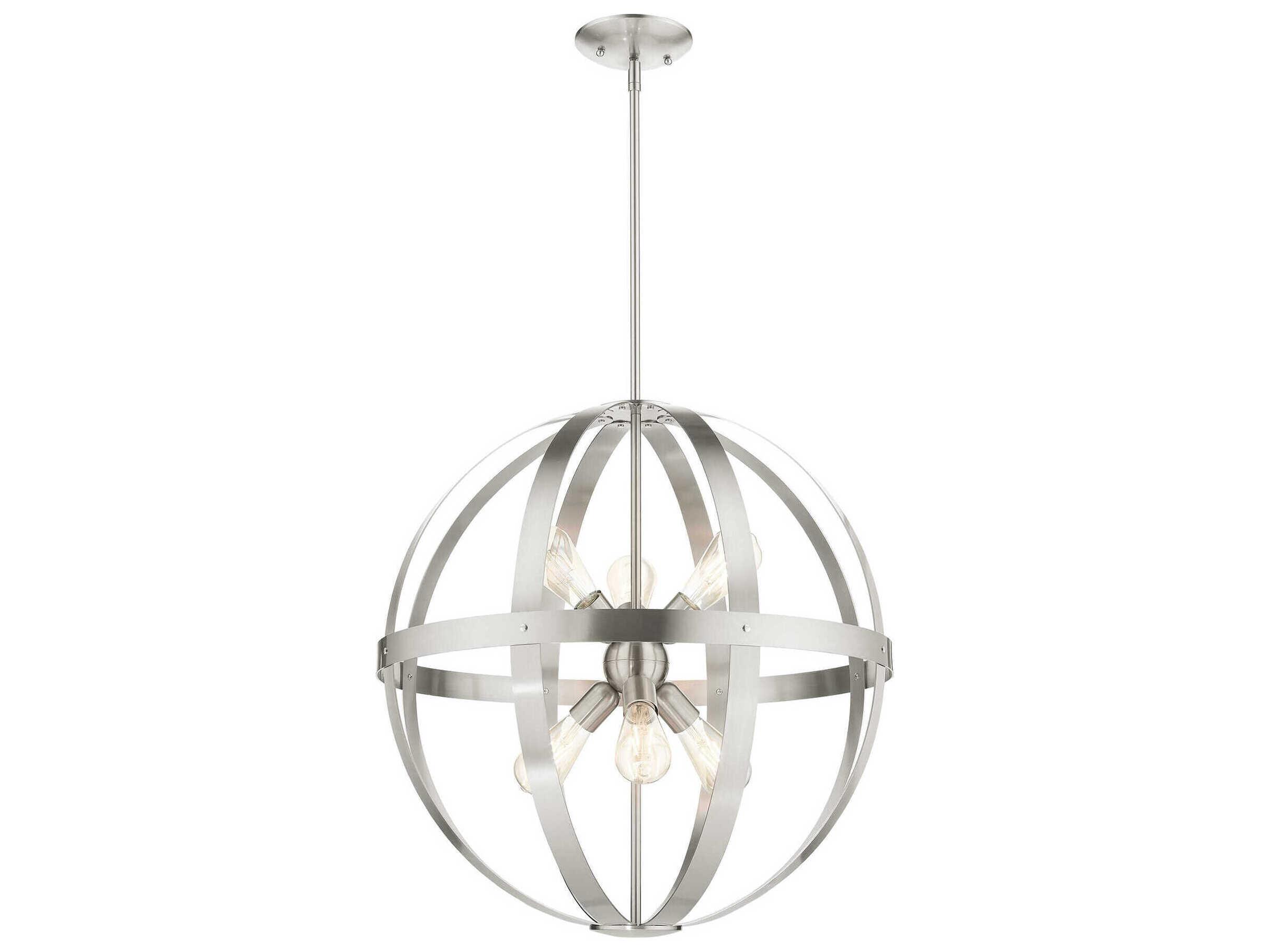 Livex Lighting Stoneridge 6-Light Brushed Nickel Globe Pendant