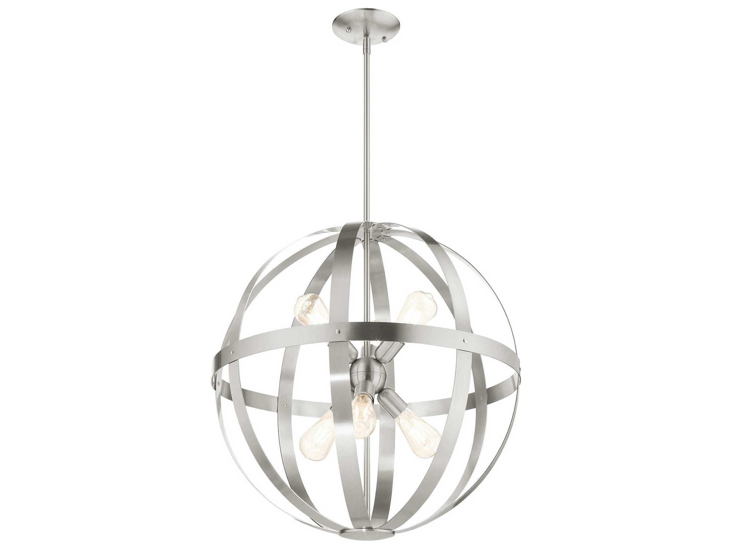 Livex Lighting Stoneridge 6-Light Brushed Nickel Globe Pendant