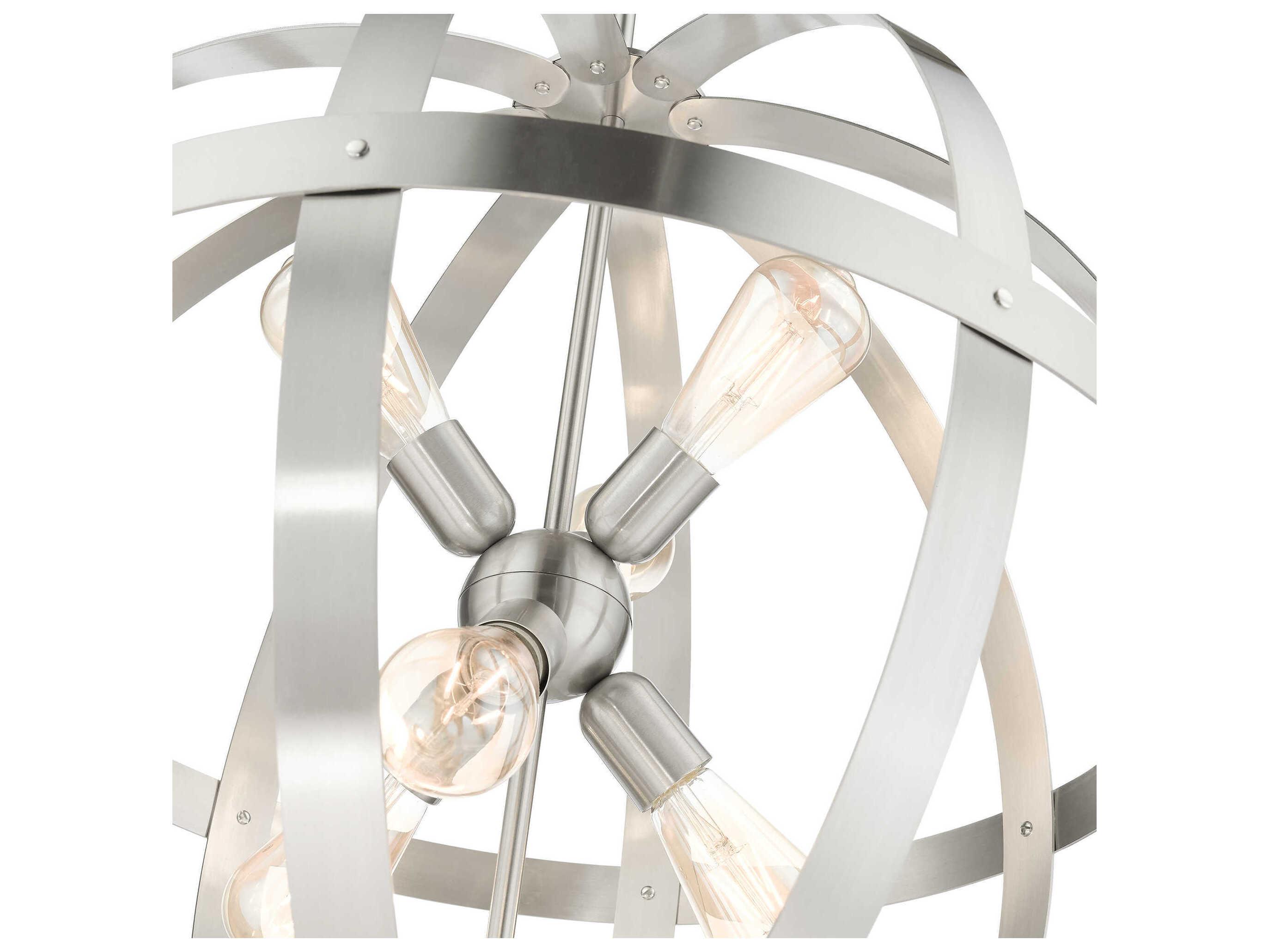 Livex Lighting Stoneridge 6-Light Brushed Nickel Globe Pendant