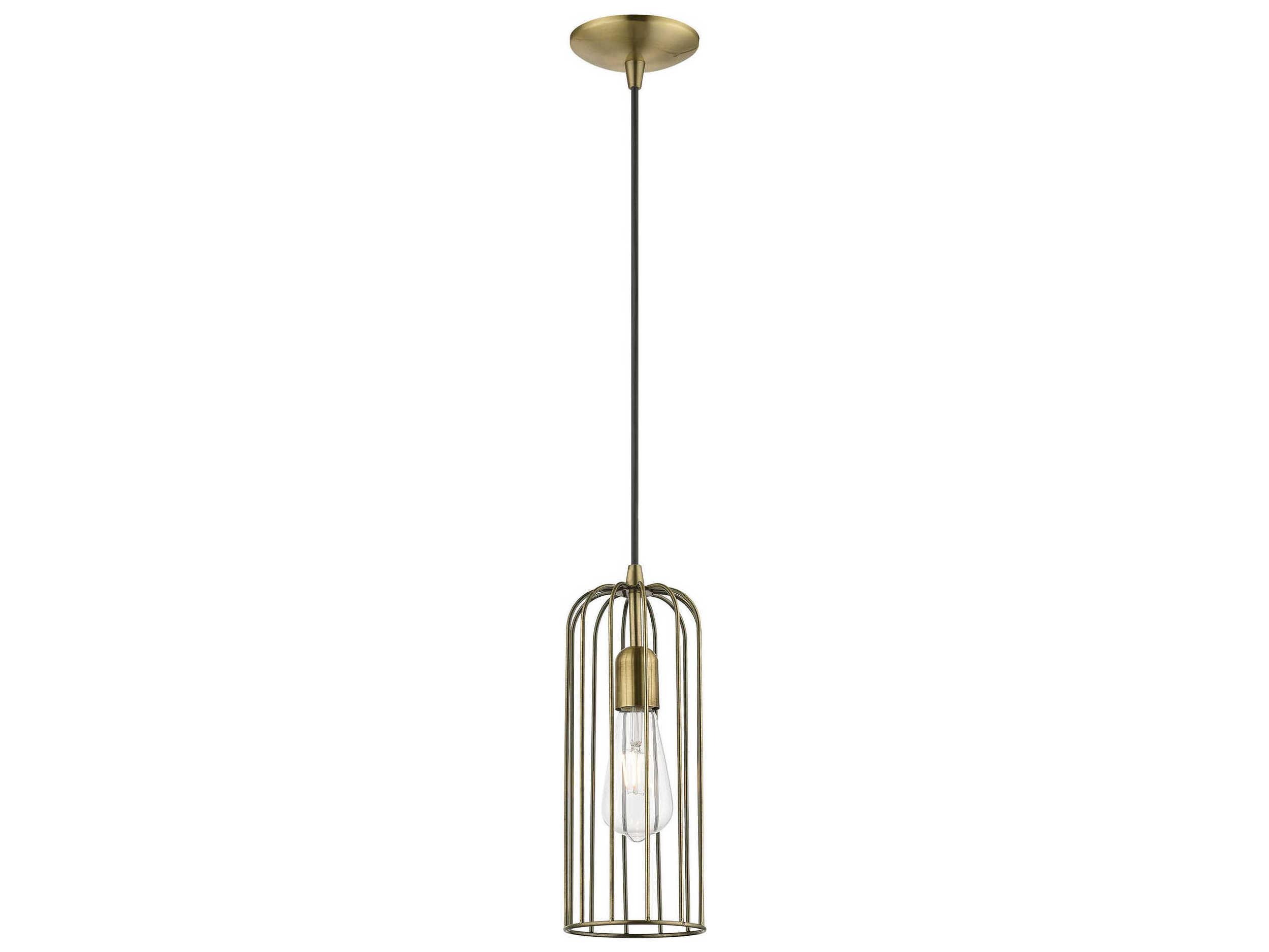 Livex Lighting Glenbrook 1-Light Antique Brass Mini Pendant