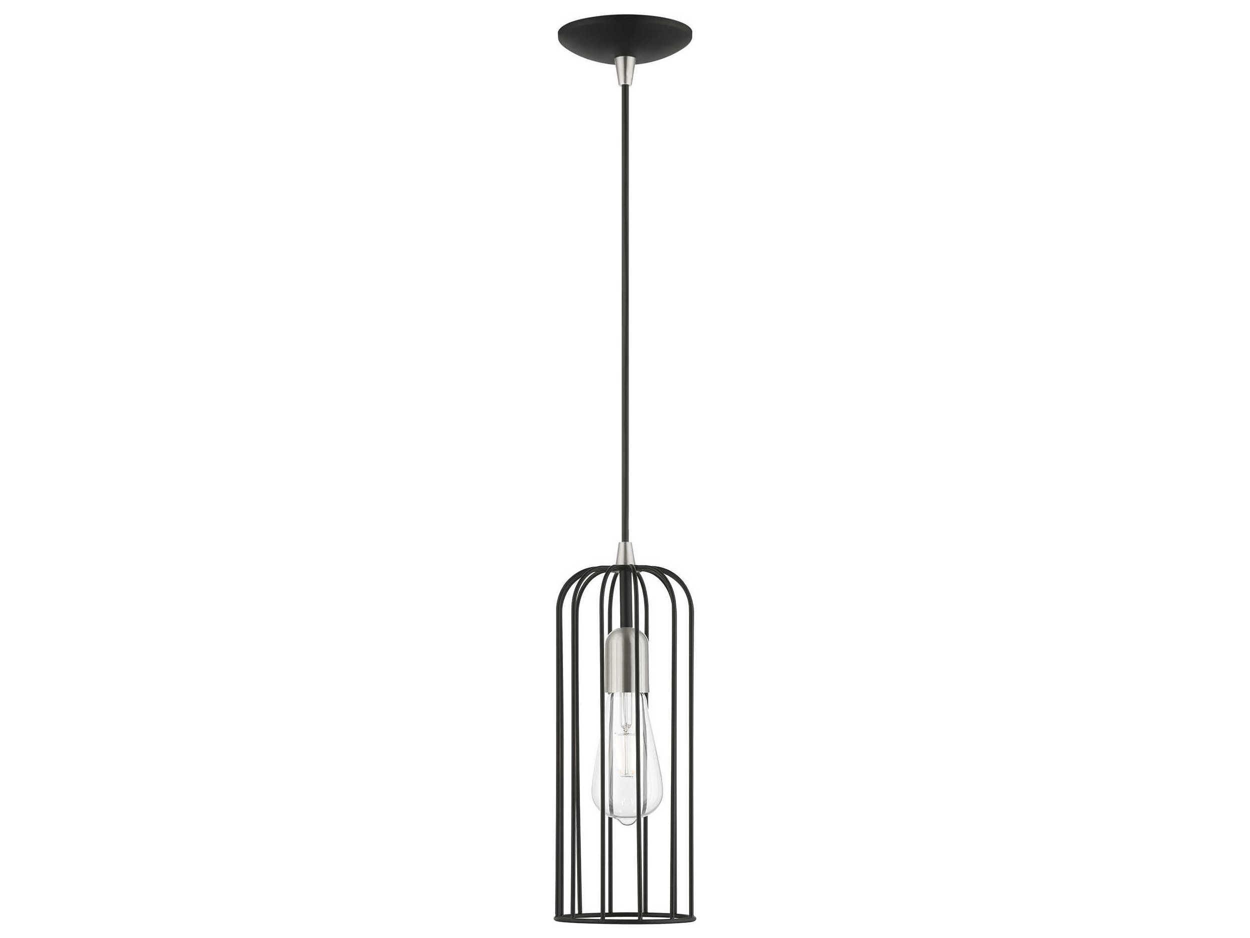 Livex Lighting Glenbrook 1-Light Black Brushed Nickel Mini Pendant