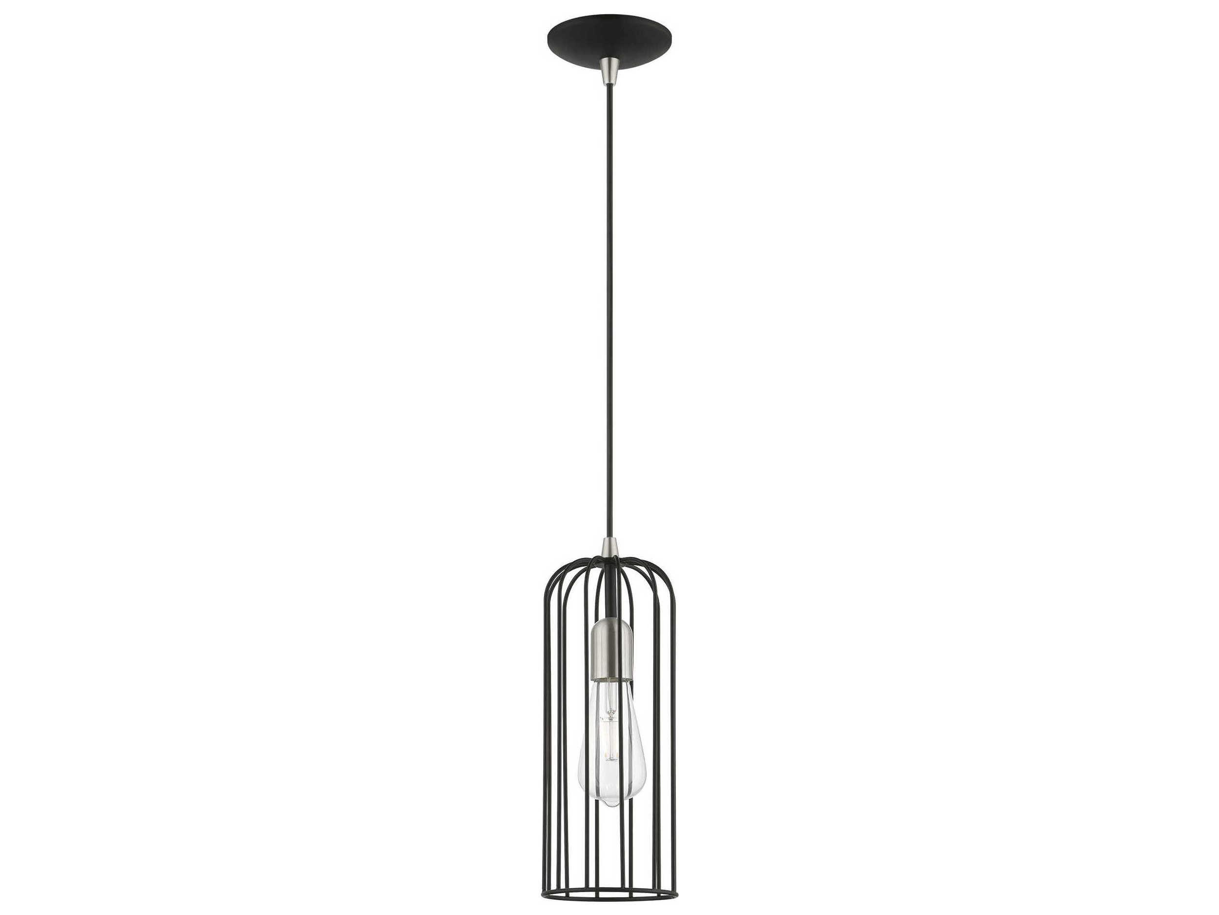 Livex Lighting Glenbrook 1-Light Black Brushed Nickel Mini Pendant