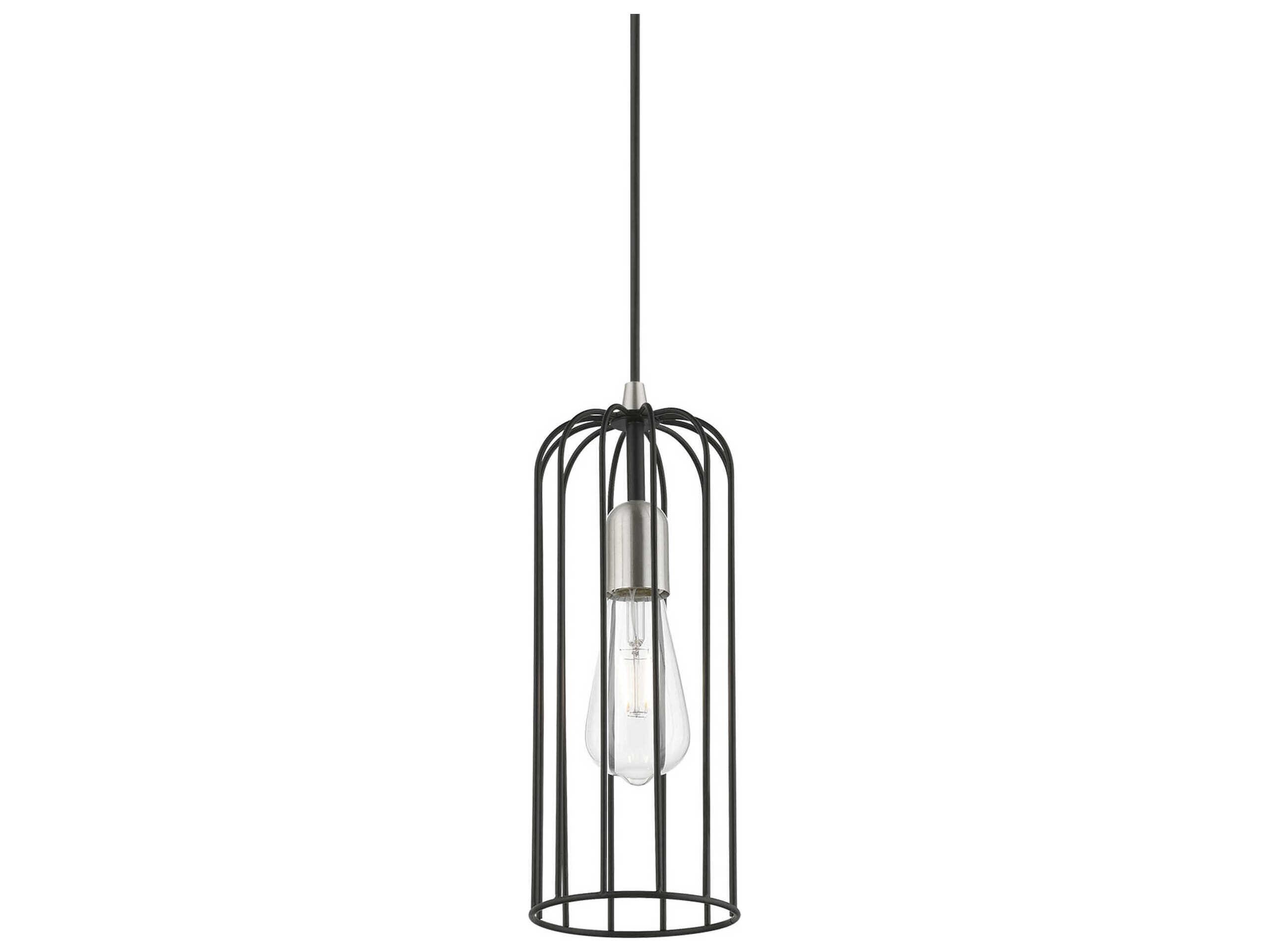 Livex Lighting Glenbrook 1-Light Black Brushed Nickel Mini Pendant