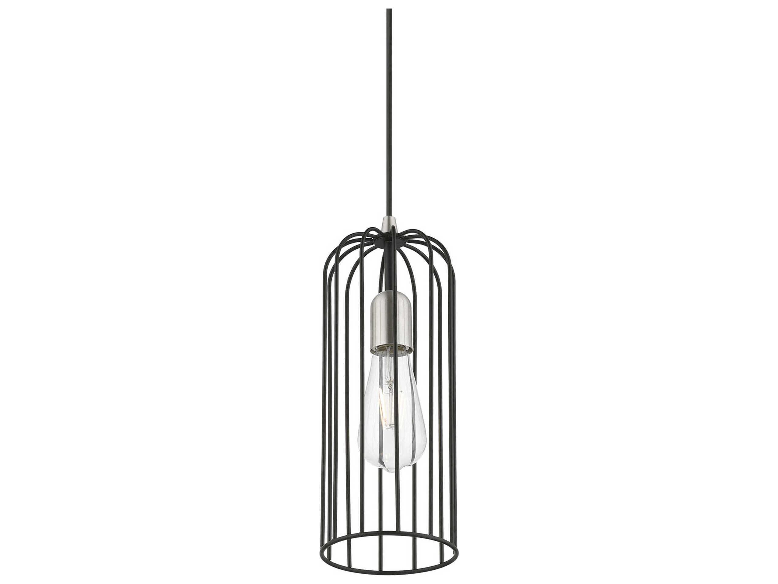 Livex Lighting Glenbrook 1-Light Black Brushed Nickel Mini Pendant
