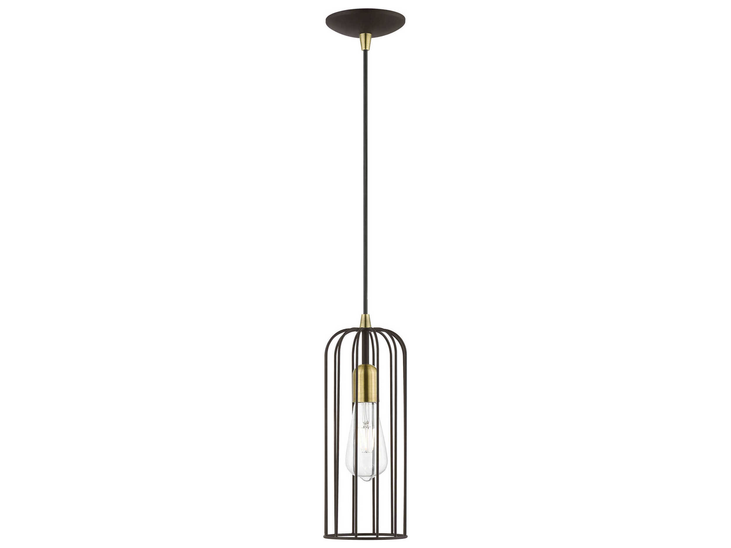 Livex Lighting Glenbrook 1-Light Bronze Antique Brass Mini Pendant
