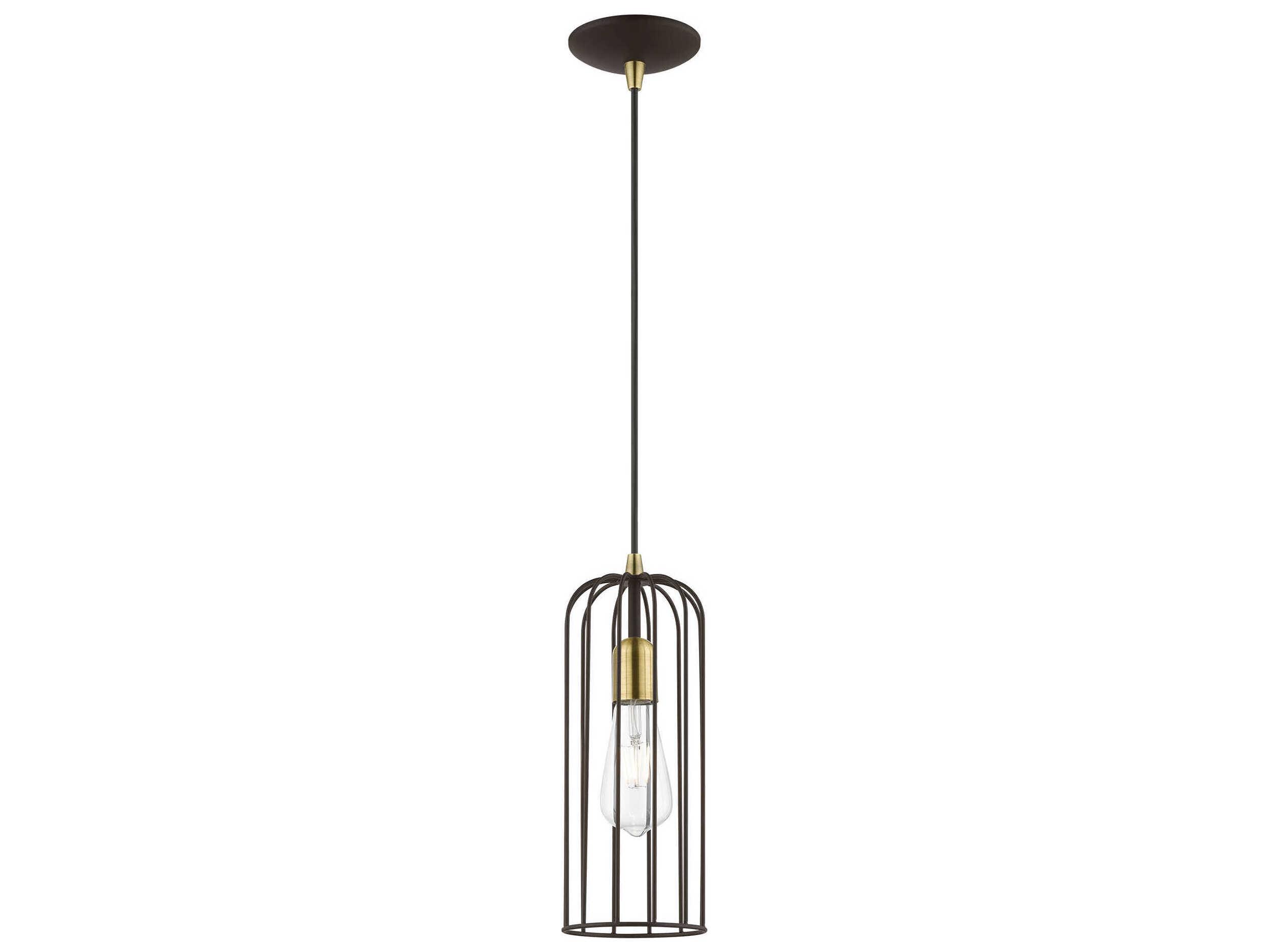 Livex Lighting Glenbrook 1-Light Bronze Antique Brass Mini Pendant
