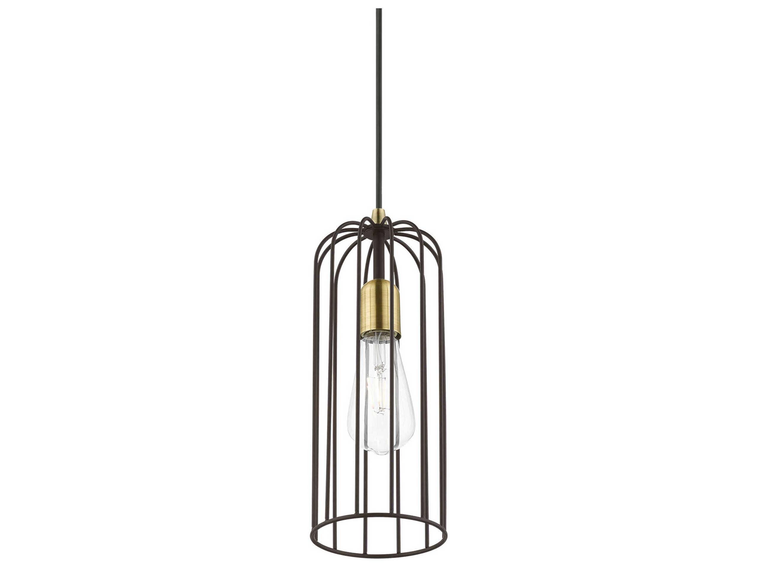 Livex Lighting Glenbrook 1-Light Bronze Antique Brass Mini Pendant