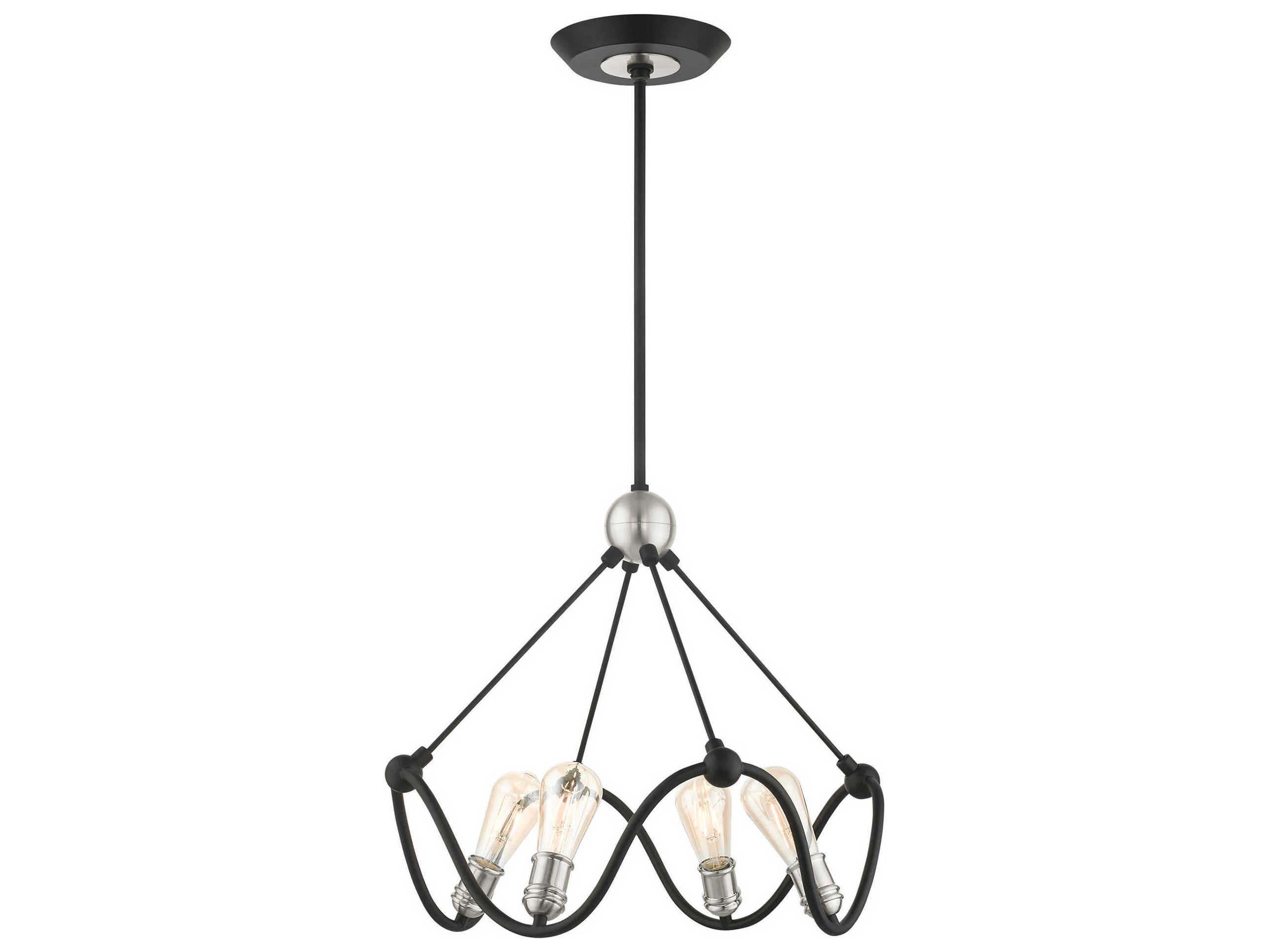 Livex Lighting Archer 4-Light Textured Black Brushed Nickel Chandelier