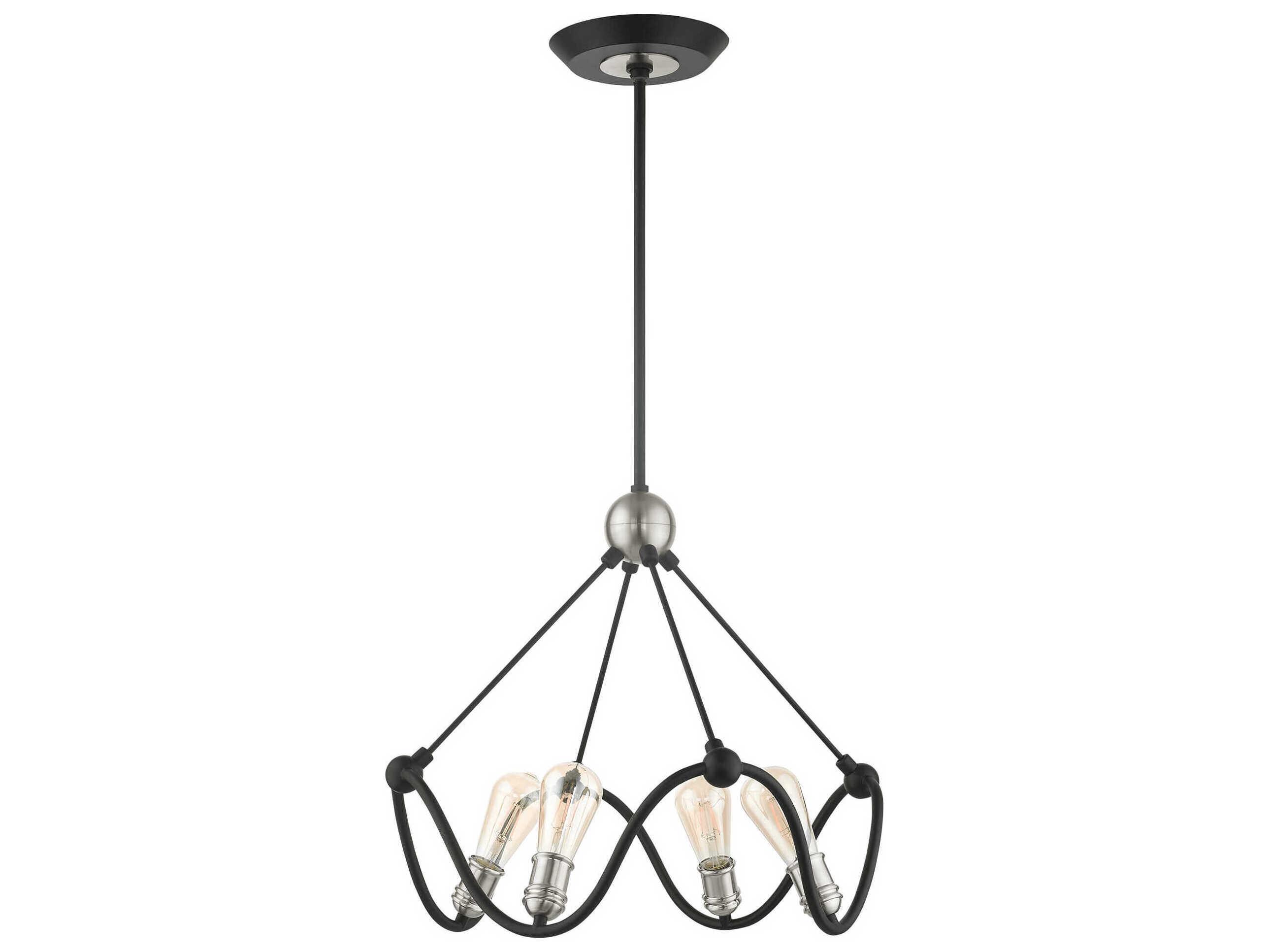 Livex Lighting Archer 4-Light Textured Black Brushed Nickel Chandelier