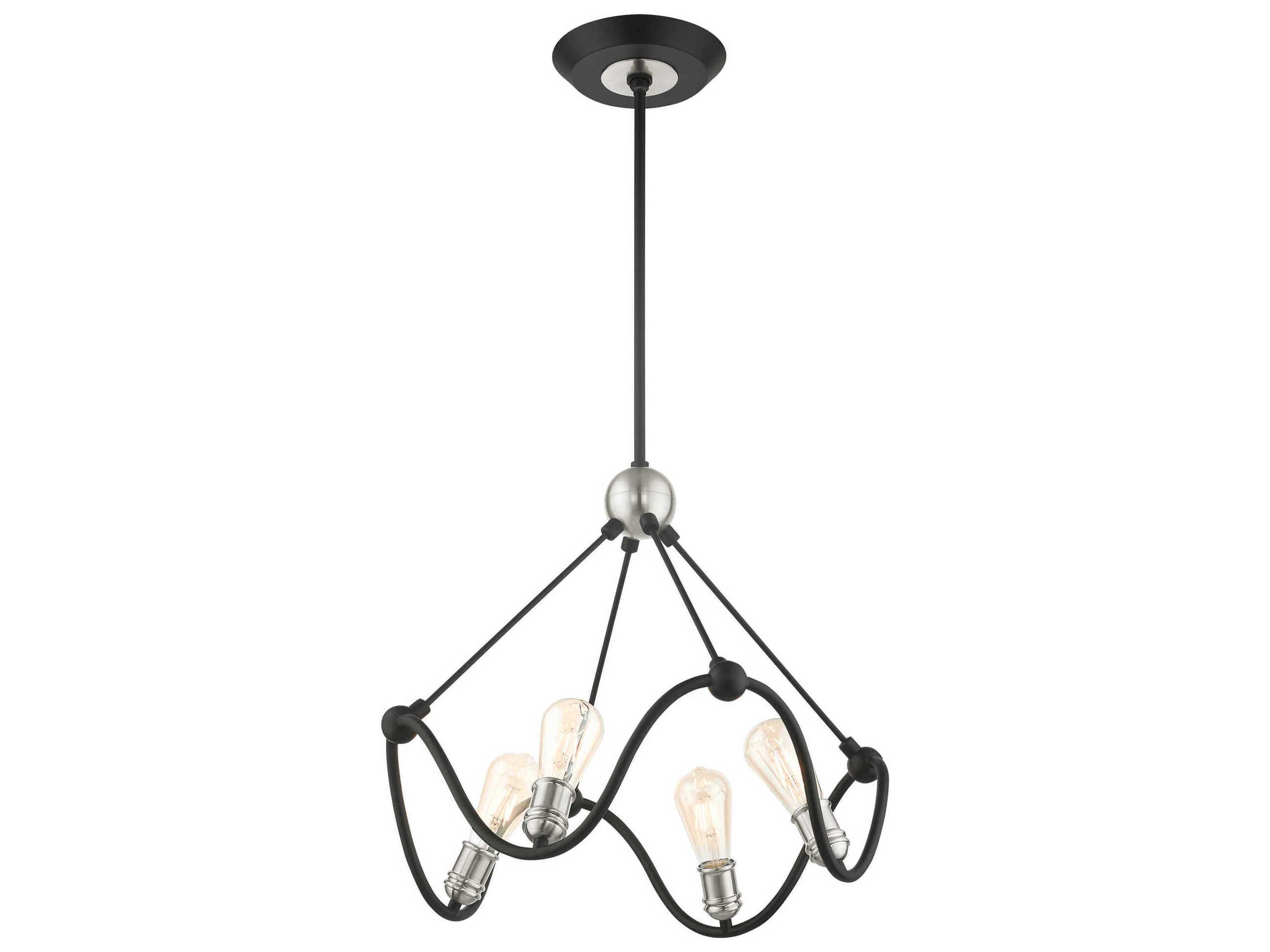 Livex Lighting Archer 4-Light Textured Black Brushed Nickel Chandelier