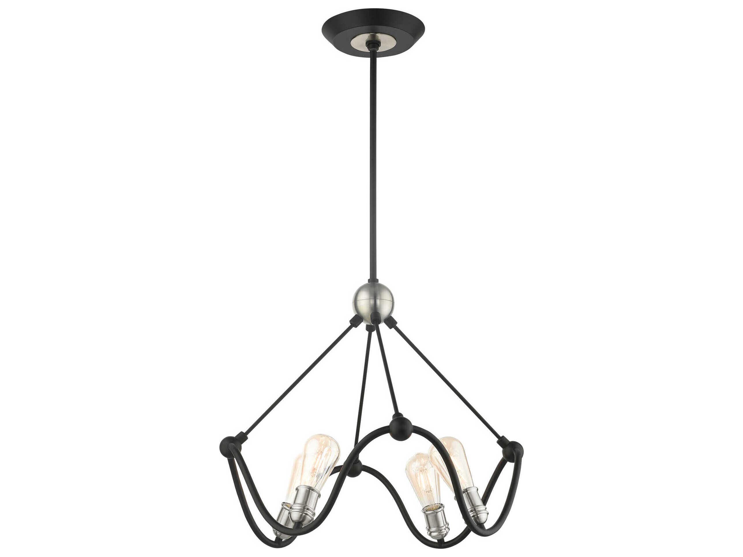 Livex Lighting Archer 4-Light Textured Black Brushed Nickel Chandelier