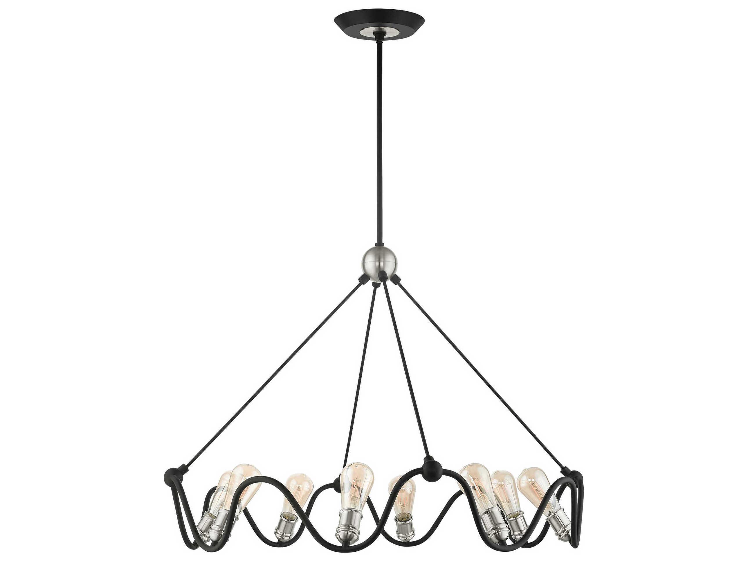 Livex Lighting Archer 8-Light Textured Black Brushed Nickel Chandelier