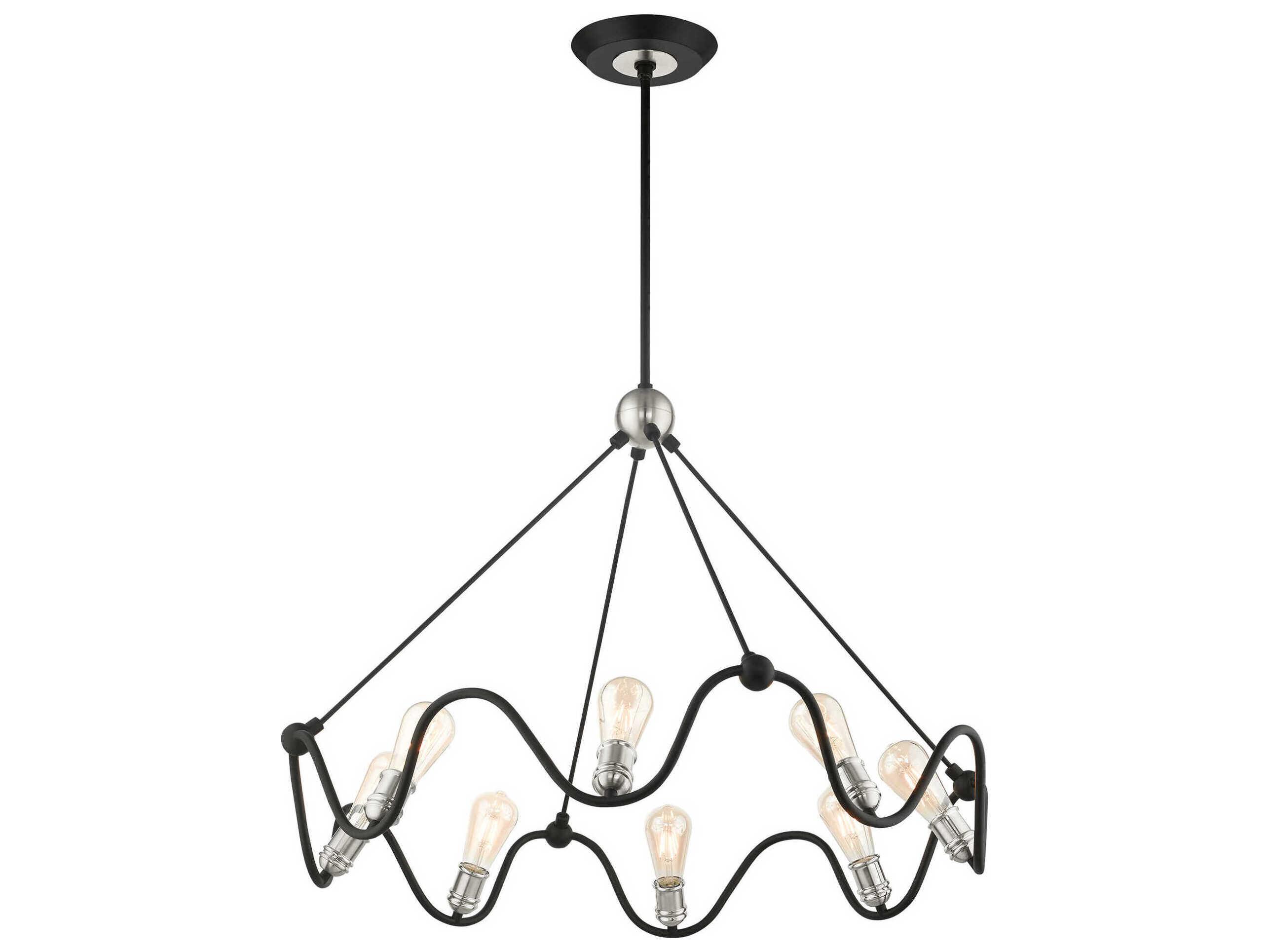 Livex Lighting Archer 8-Light Textured Black Brushed Nickel Chandelier