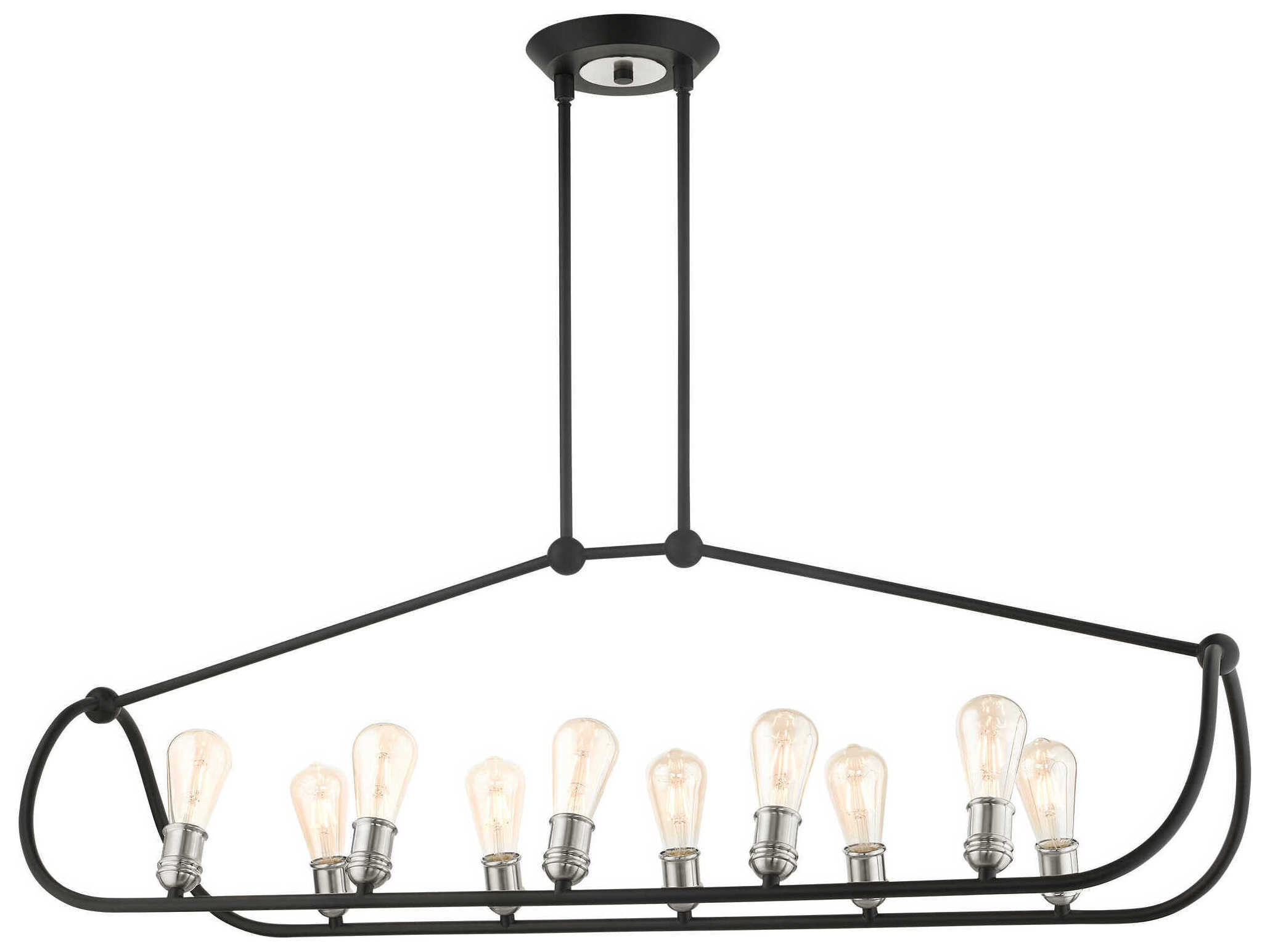 Livex Lighting Archer 10-Light Textured Black Brushed Nickel Island Pendant