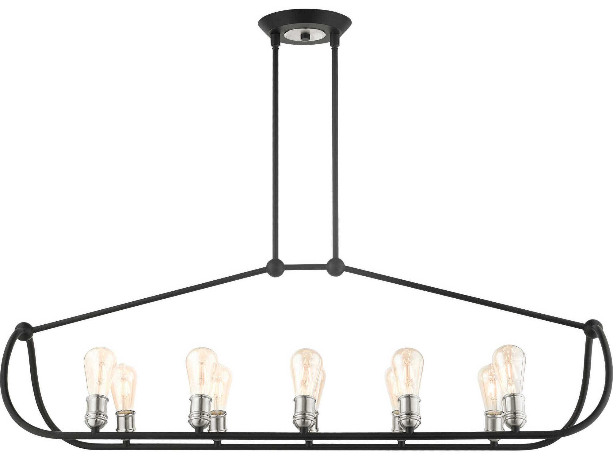 Livex Lighting Archer 10-Light Textured Black Brushed Nickel Island Pendant