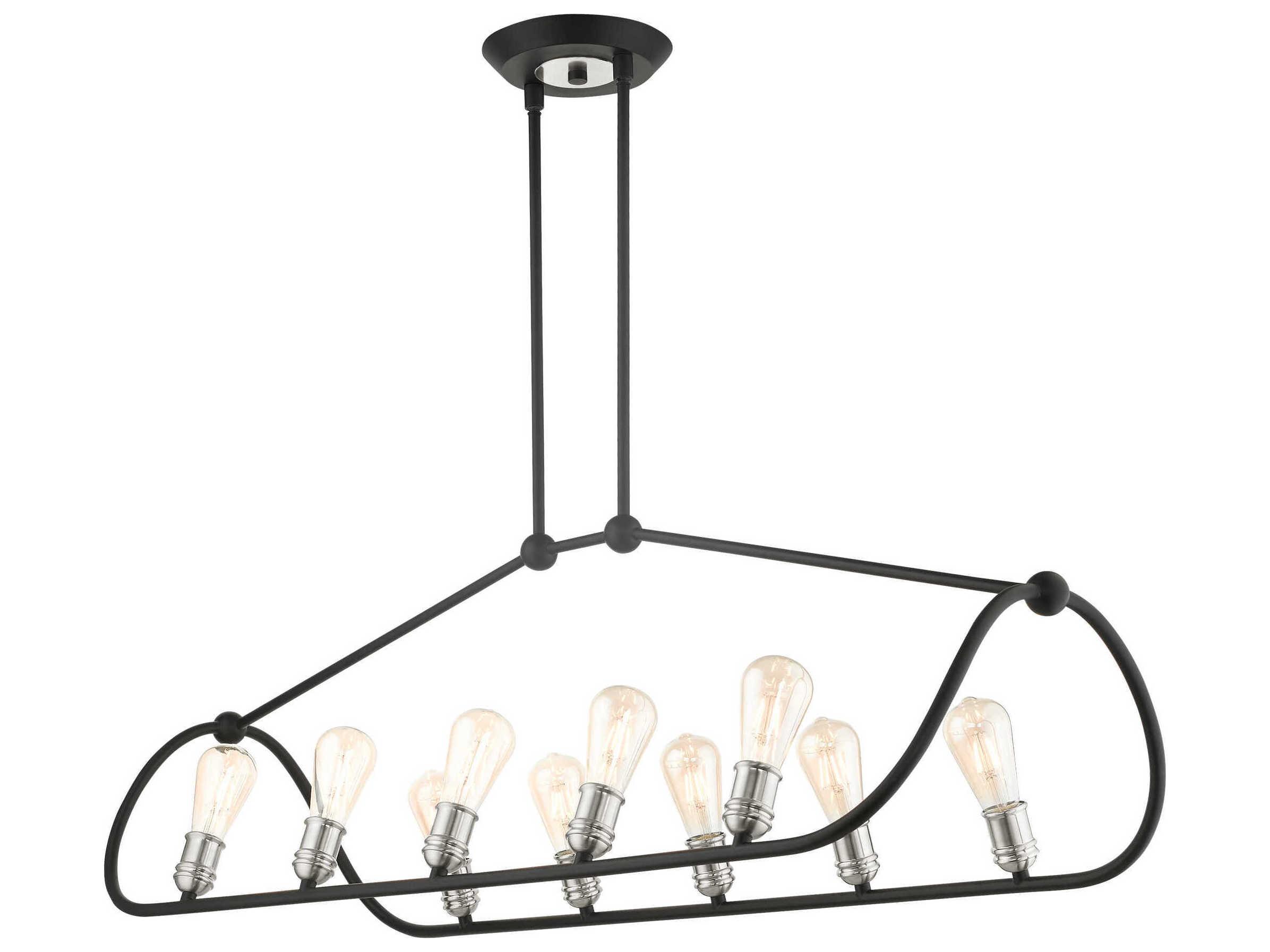 Livex Lighting Archer 10-Light Textured Black Brushed Nickel Island Pendant