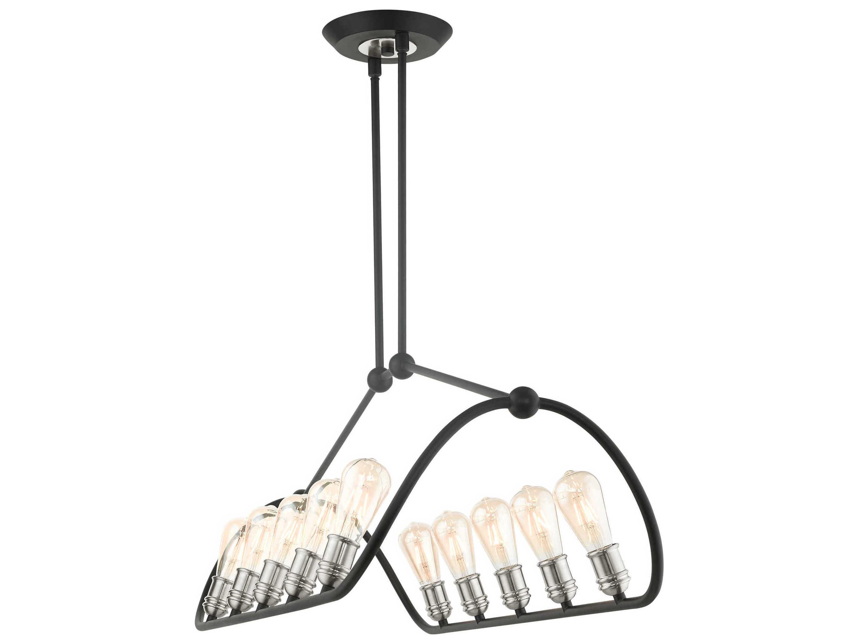 Livex Lighting Archer 10-Light Textured Black Brushed Nickel Island Pendant