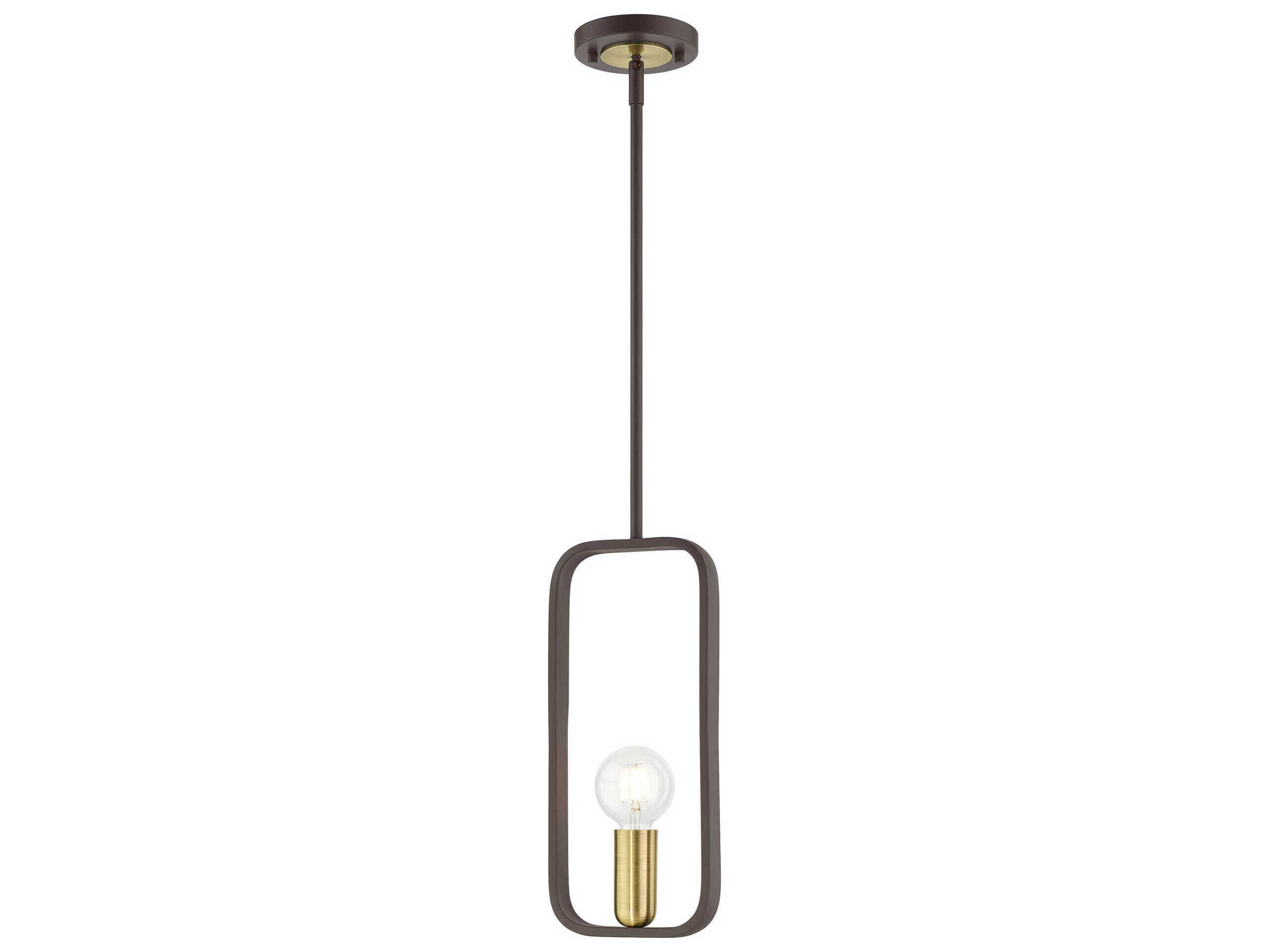 Livex Lighting Bergamo 1-Light Bronze Antique Brass Geometric Mini Pendant
