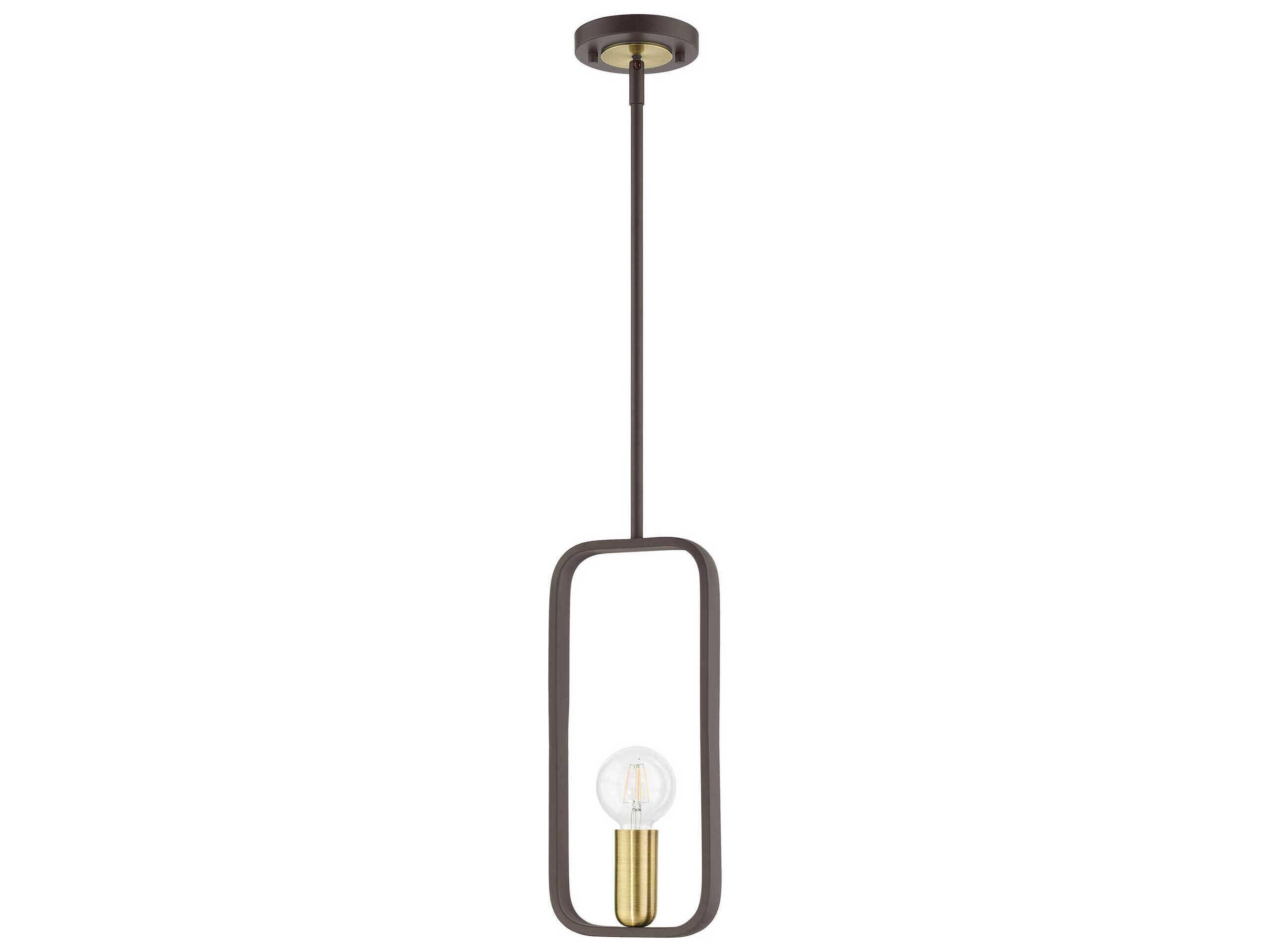 Livex Lighting Bergamo 1-Light Bronze Antique Brass Geometric Mini Pendant