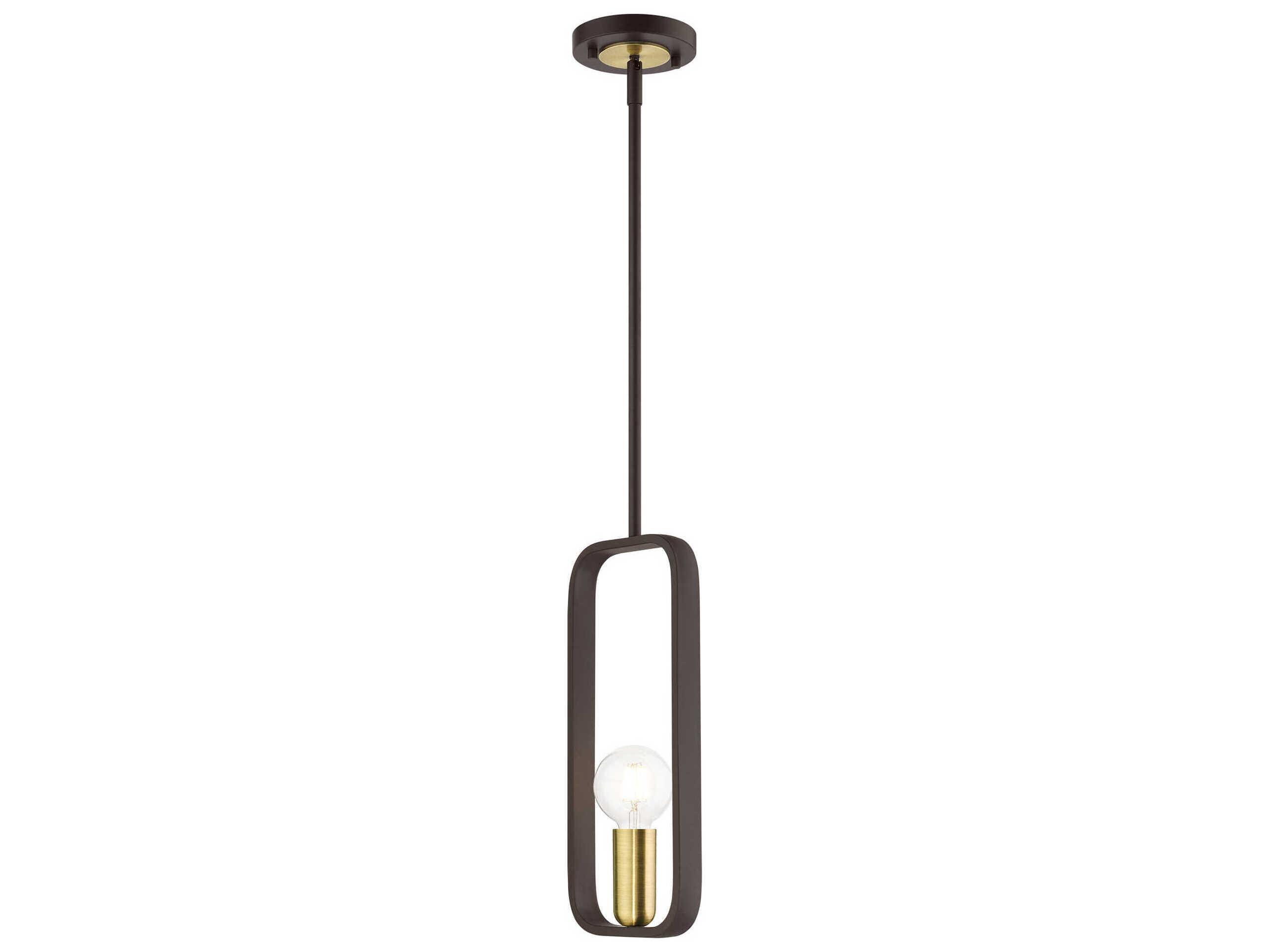 Livex Lighting Bergamo 1-Light Bronze Antique Brass Geometric Mini Pendant