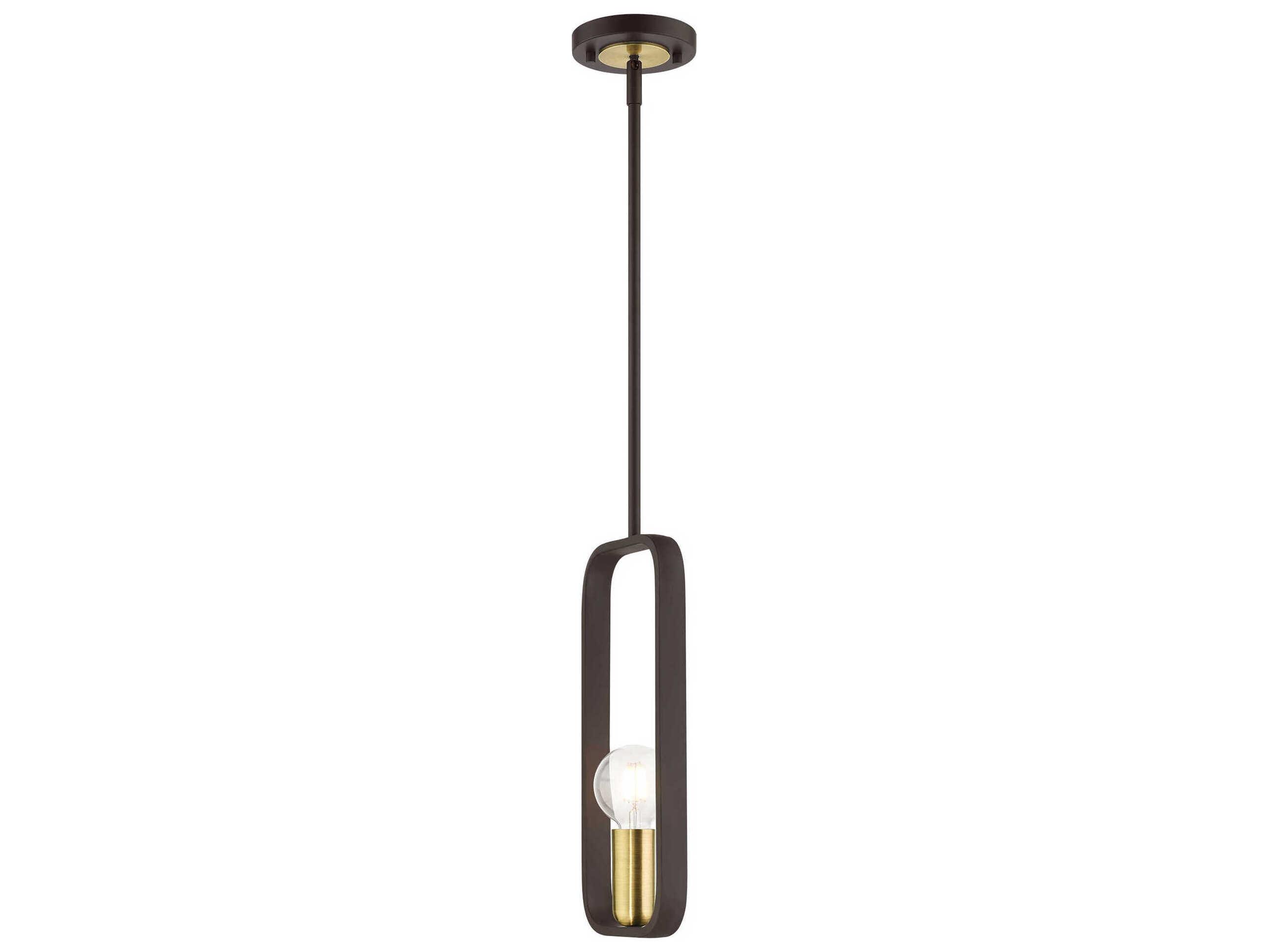 Livex Lighting Bergamo 1-Light Bronze Antique Brass Geometric Mini Pendant