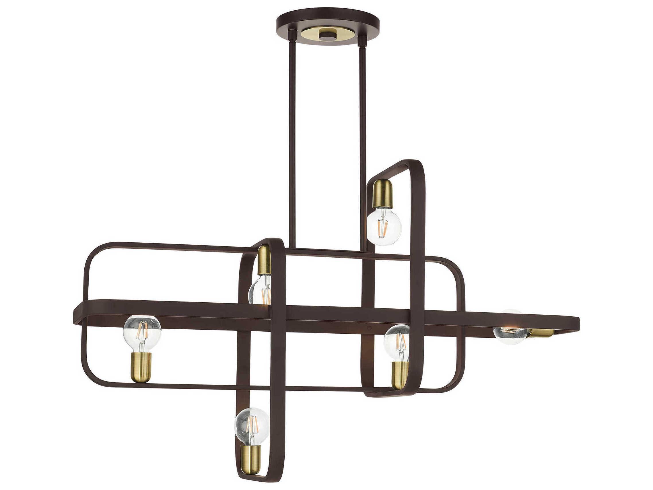 Livex Lighting Bergamo 6-Light Bronze Antique Brass Geometric Island Pendant