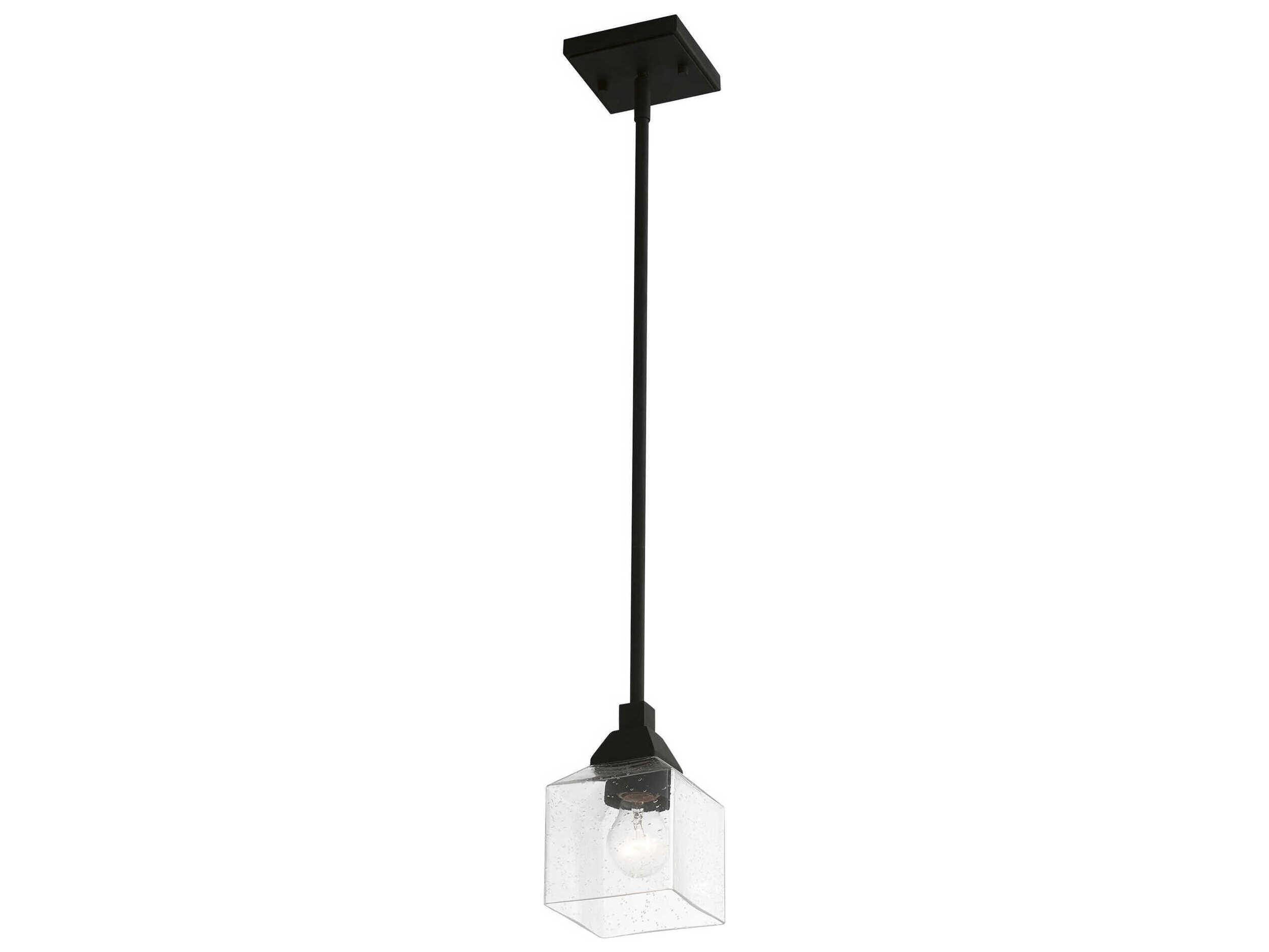 Livex Lighting Aragon 1-Light Black Glass Mini Pendant