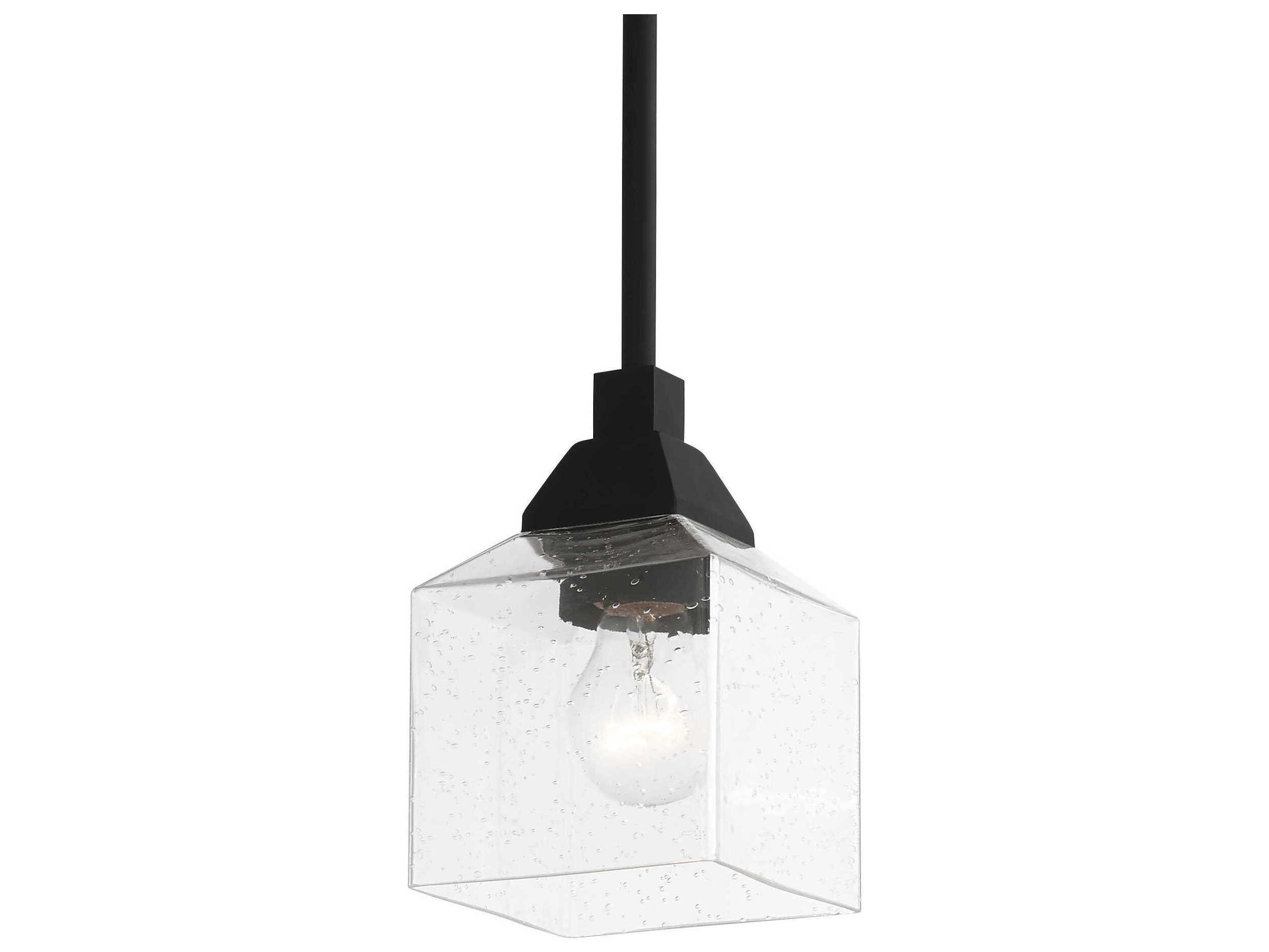 Livex Lighting Aragon 1-Light Black Glass Mini Pendant