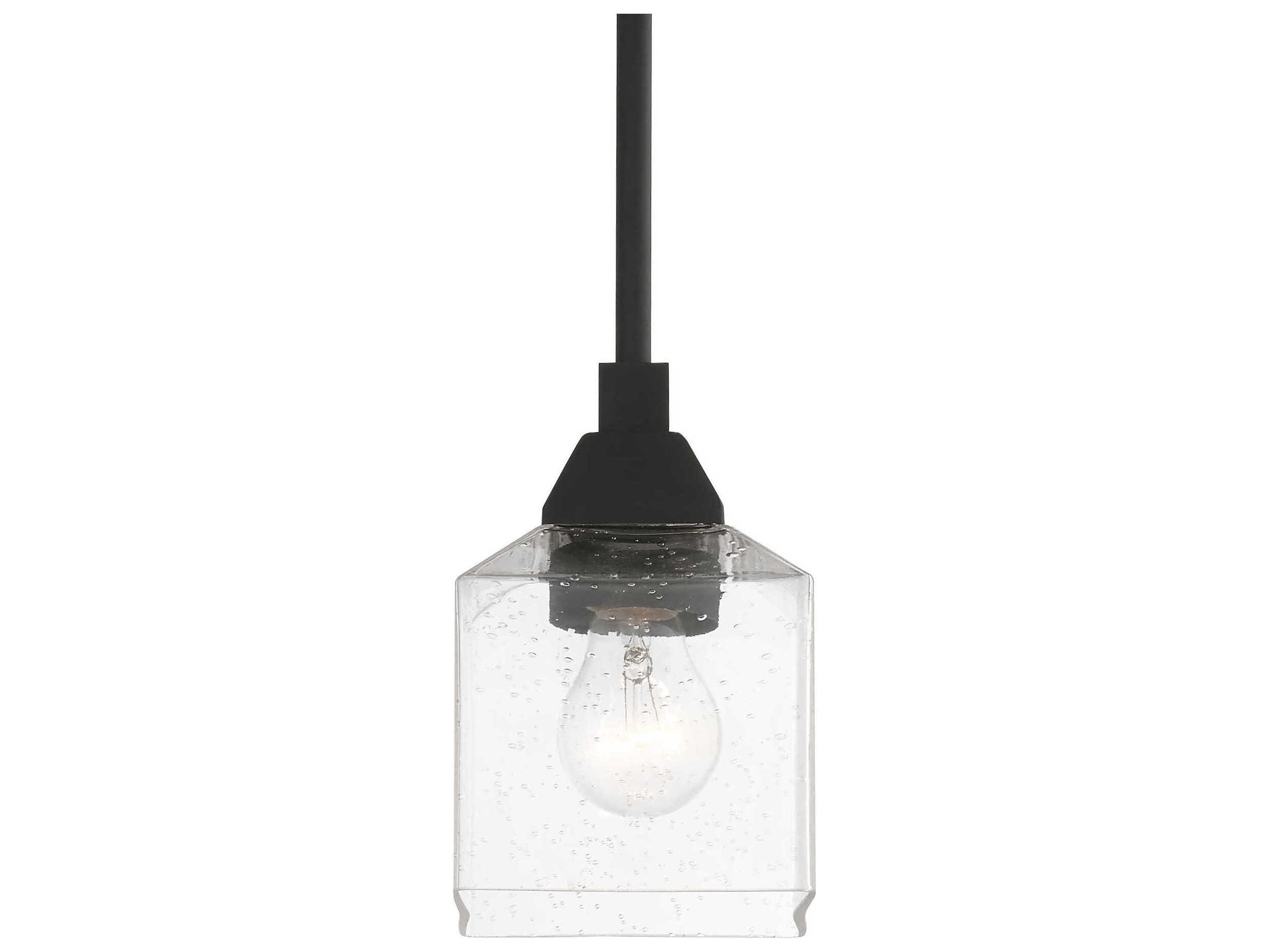 Livex Lighting Aragon 1-Light Black Glass Mini Pendant
