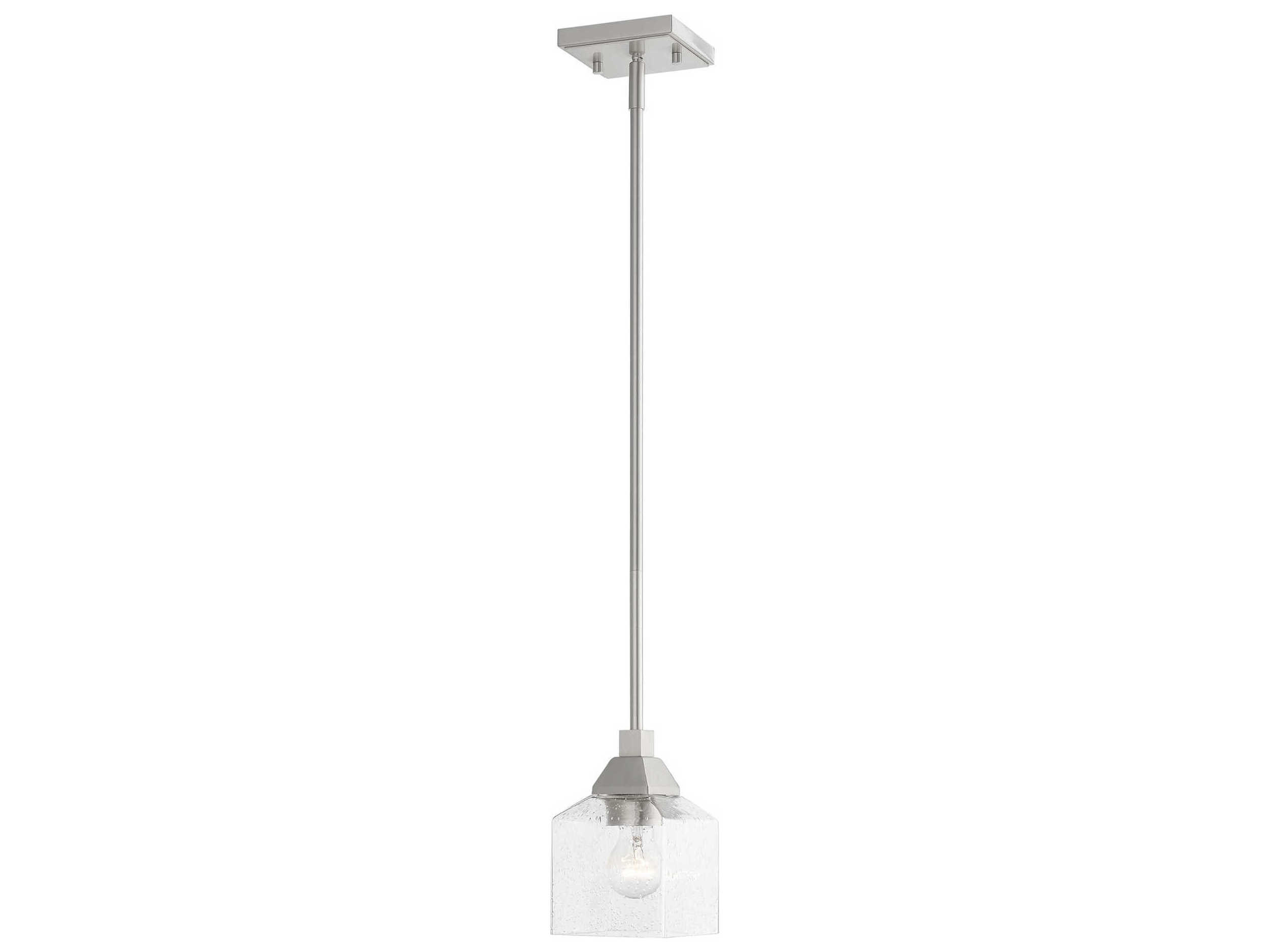 Livex Lighting Aragon 1-Light Brushed Nickel Glass Mini Pendant
