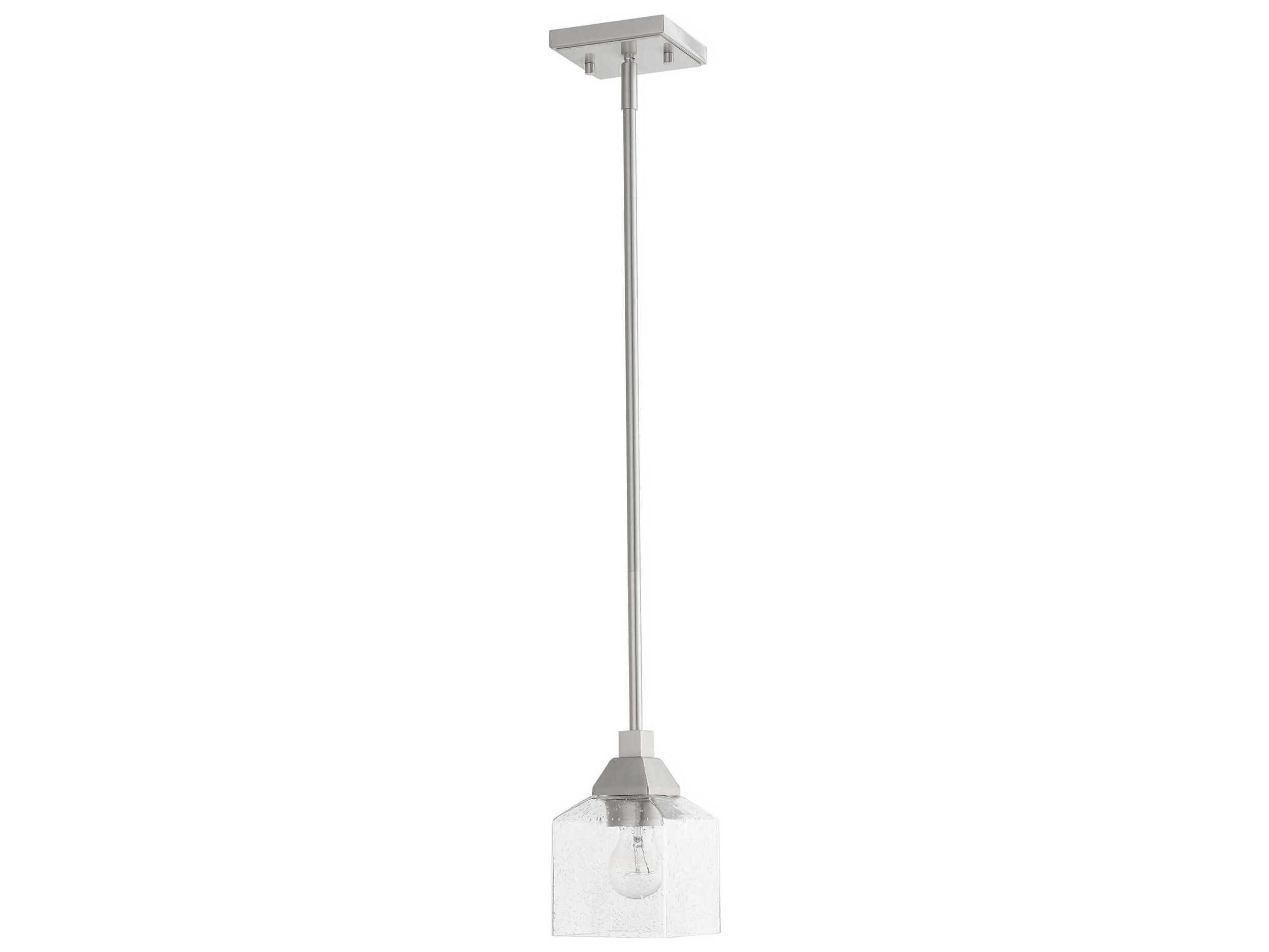 Livex Lighting Aragon 1-Light Brushed Nickel Glass Mini Pendant