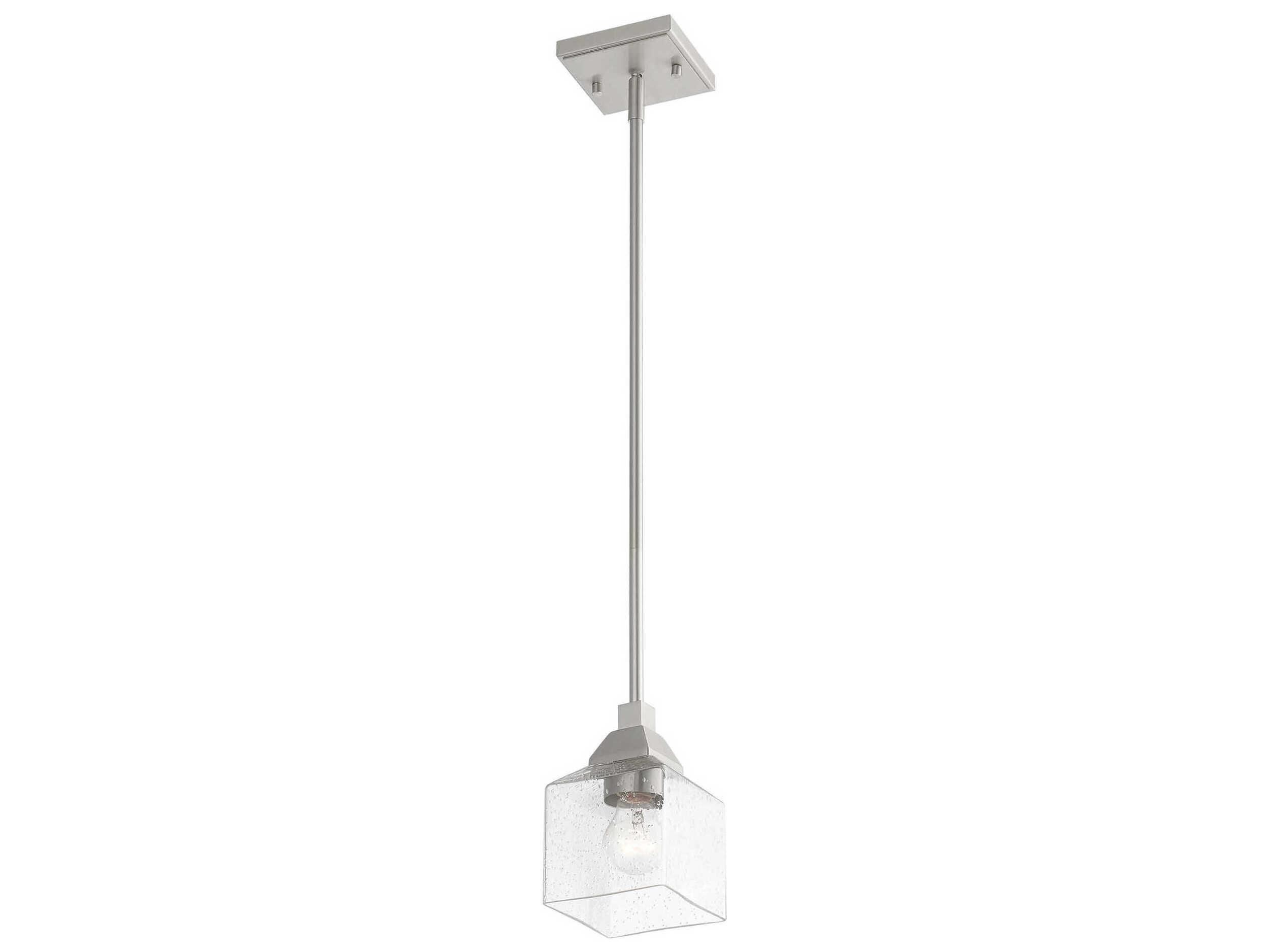 Livex Lighting Aragon 1-Light Brushed Nickel Glass Mini Pendant