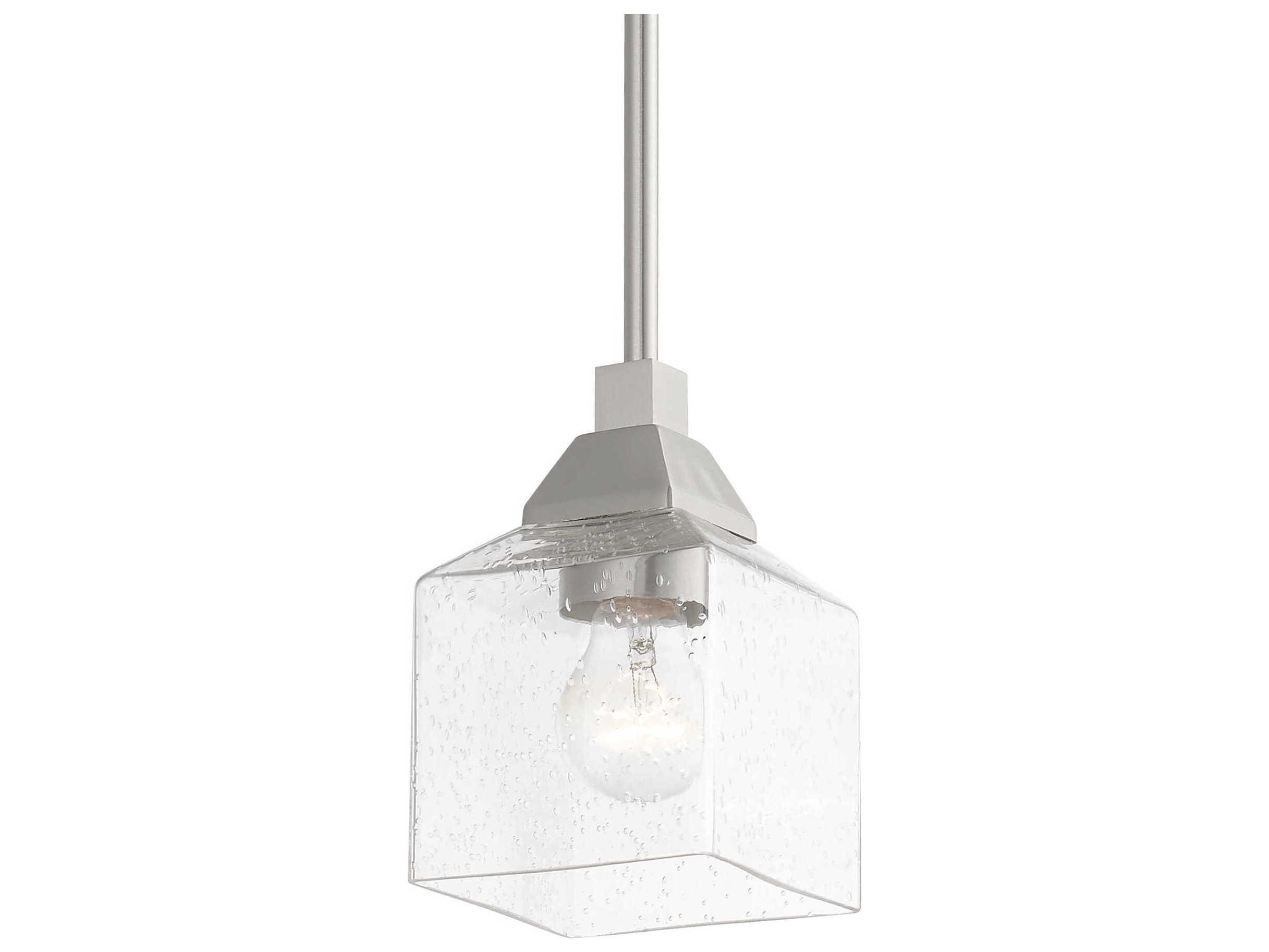 Livex Lighting Aragon 1-Light Brushed Nickel Glass Mini Pendant