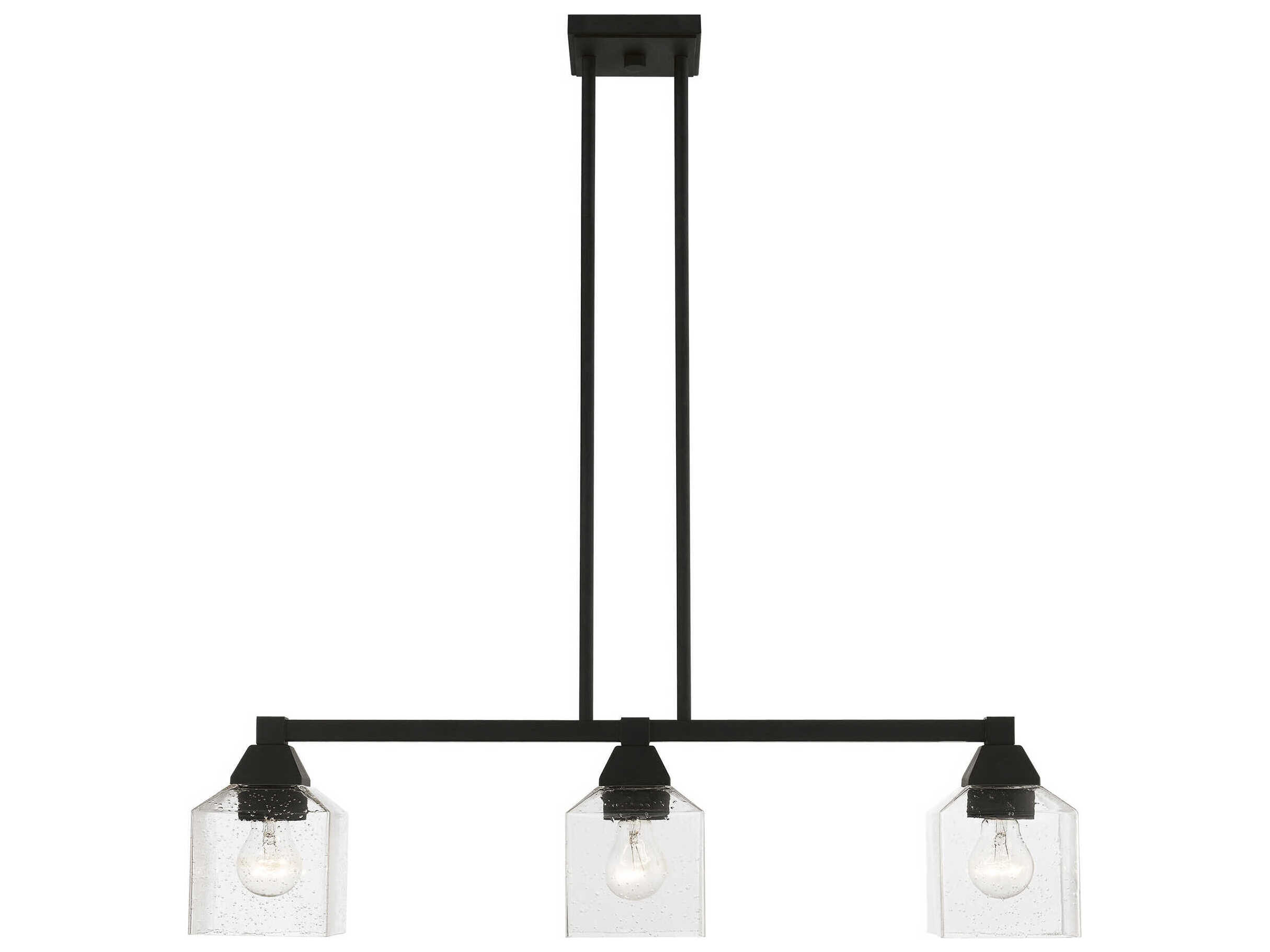 Livex Lighting Aragon 3-Light Black Glass Linear Island Pendant