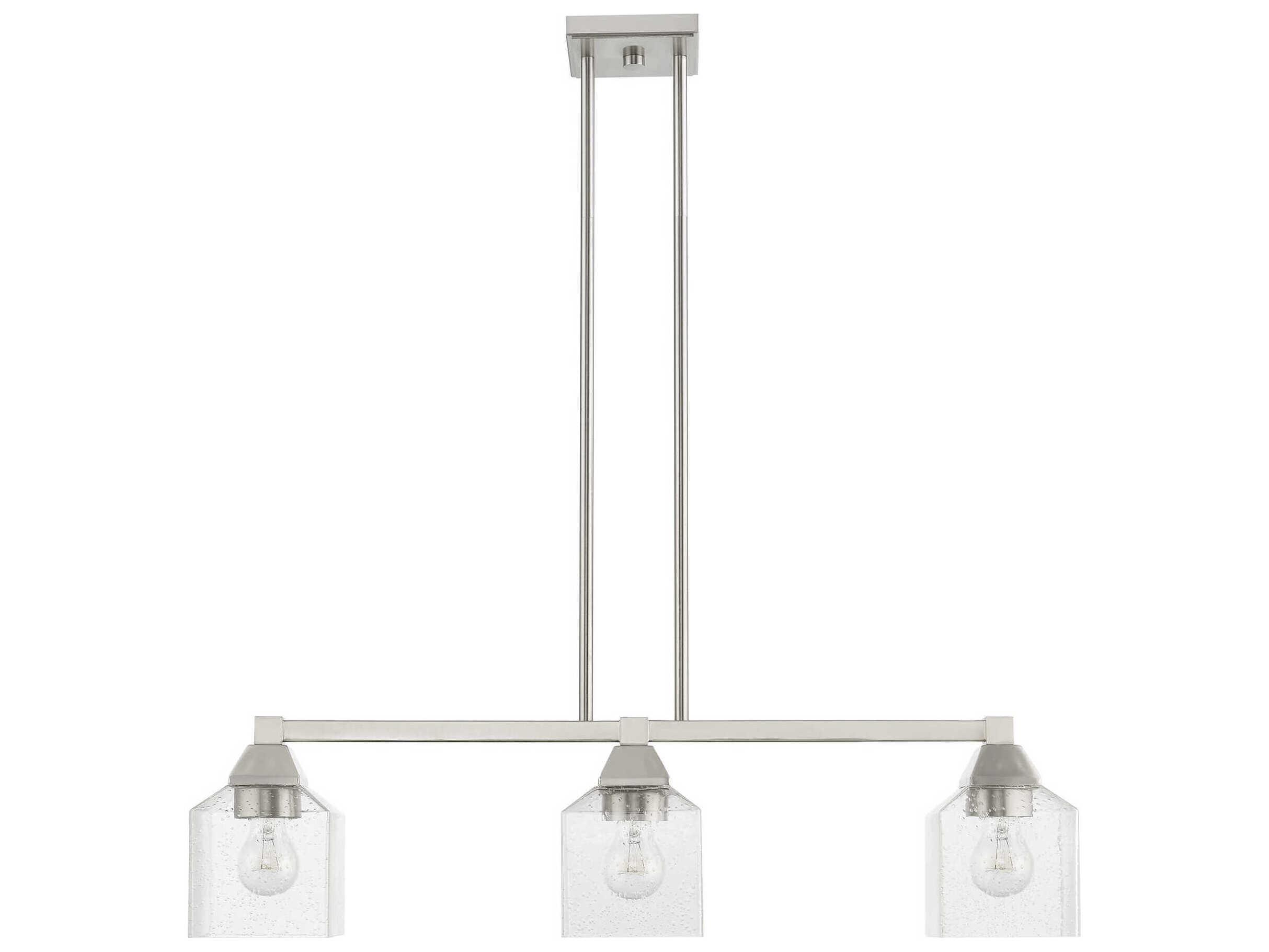 Livex Lighting Aragon 3-Light Brushed Nickel Glass Linear Island Pendant