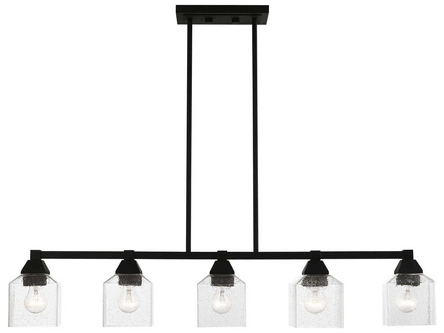 Livex Lighting Aragon 5-Light Black Glass Linear Island Pendant