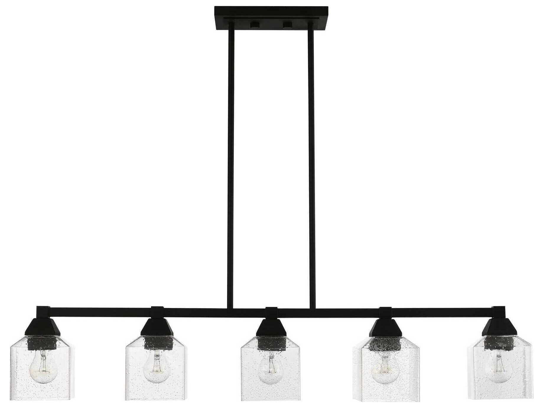 Livex Lighting Aragon 5-Light Black Glass Linear Island Pendant