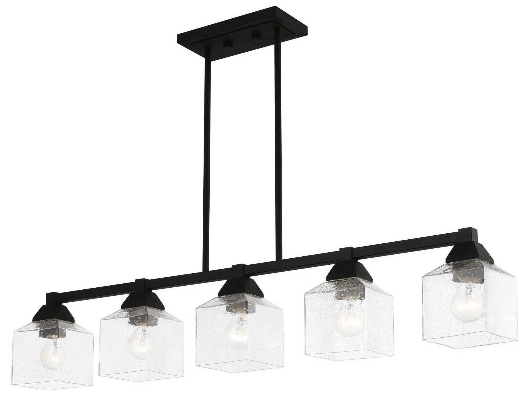 Livex Lighting Aragon 5-Light Black Glass Linear Island Pendant