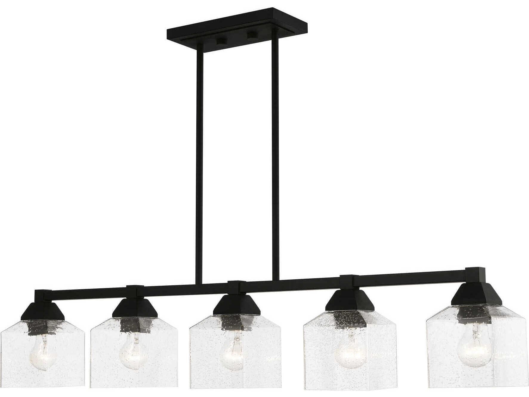 Livex Lighting Aragon 5-Light Black Glass Linear Island Pendant