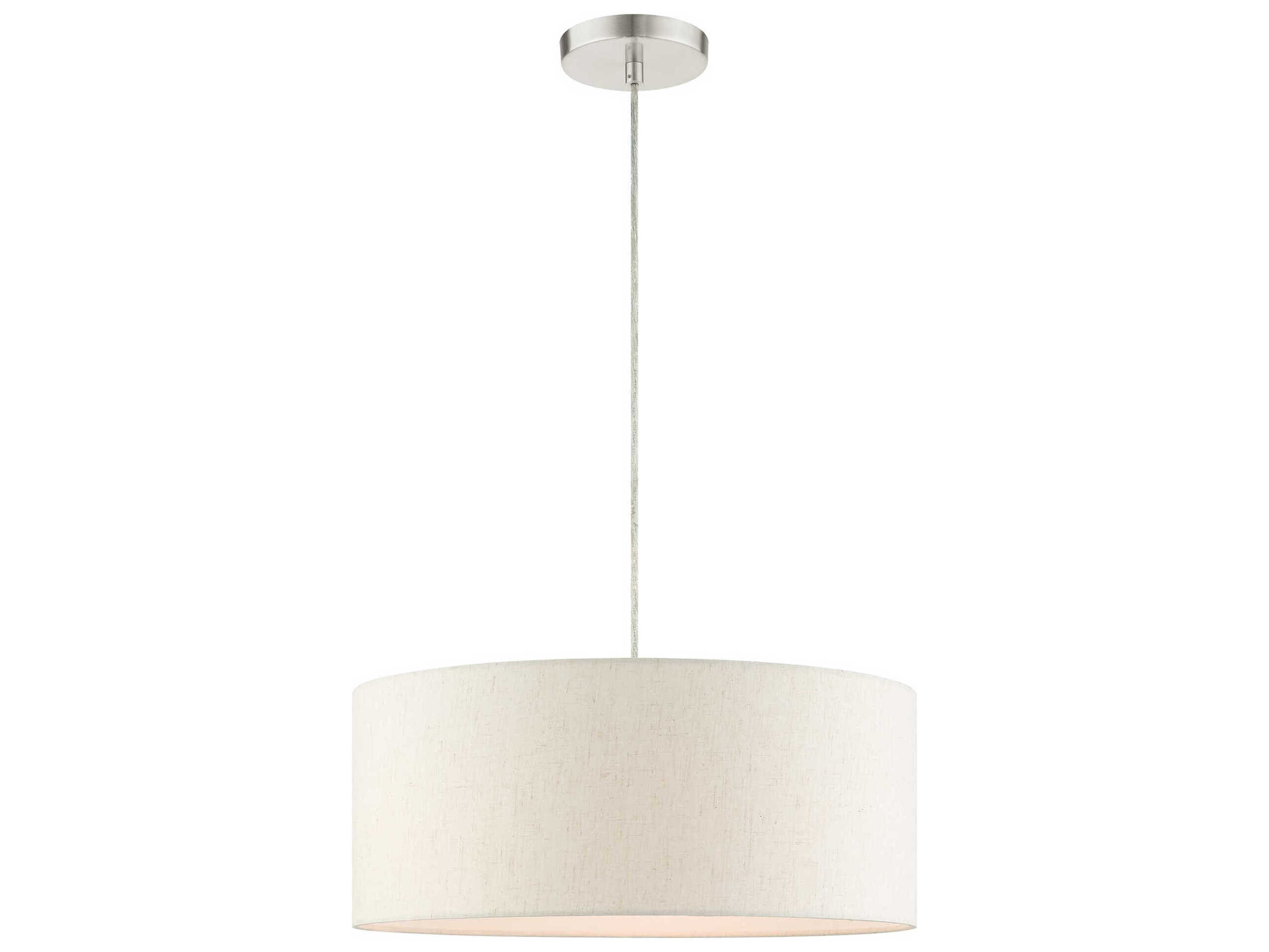 Livex Lighting Meadow 3-Light Brushed Nickel Drum Pendant