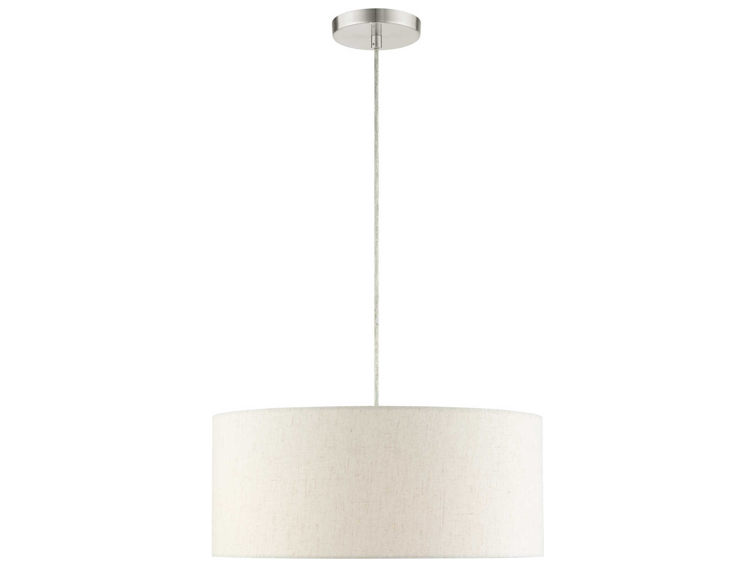 Livex Lighting Meadow 3-Light Brushed Nickel Drum Pendant