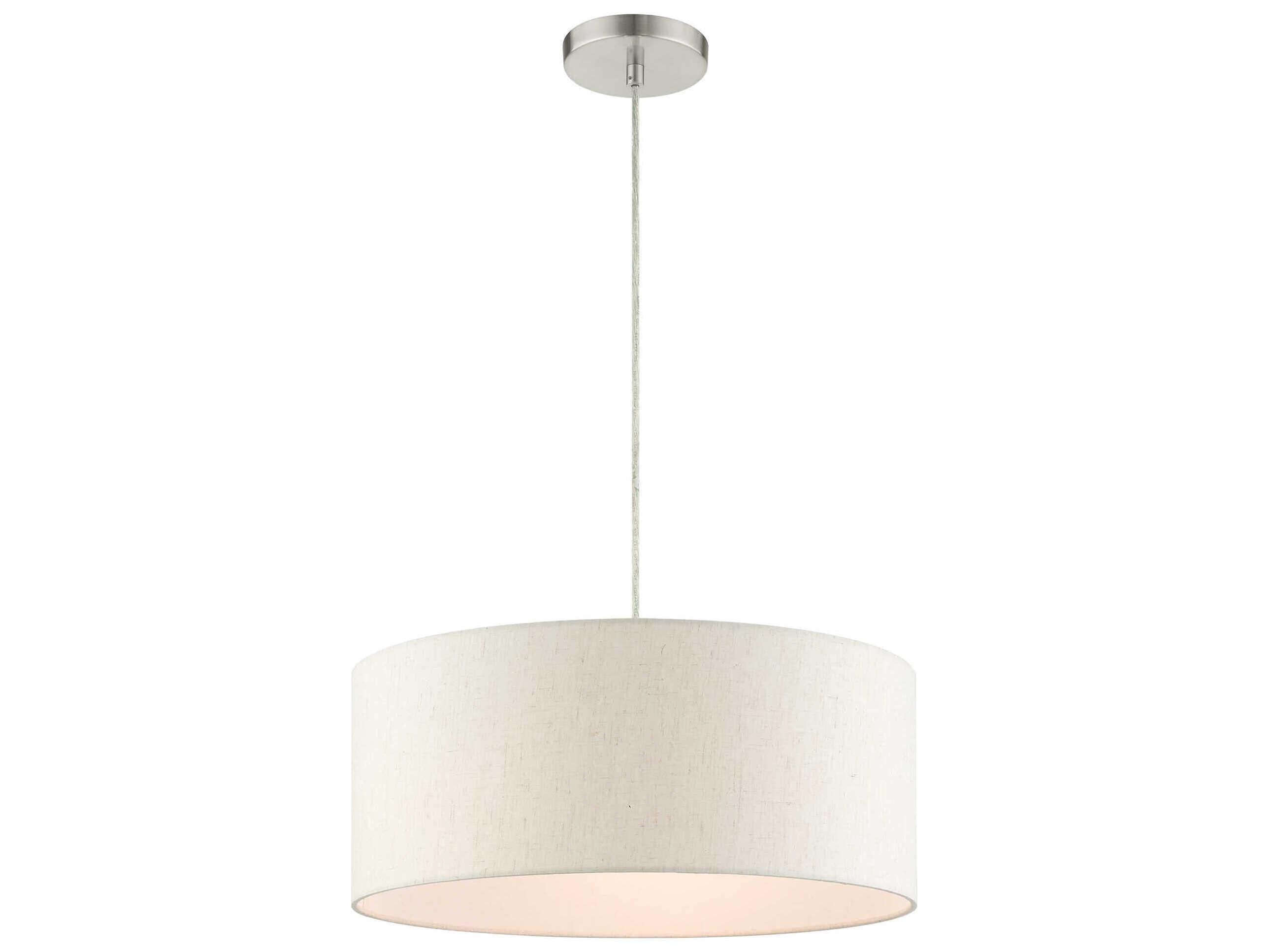 Livex Lighting Meadow 3-Light Brushed Nickel Drum Pendant